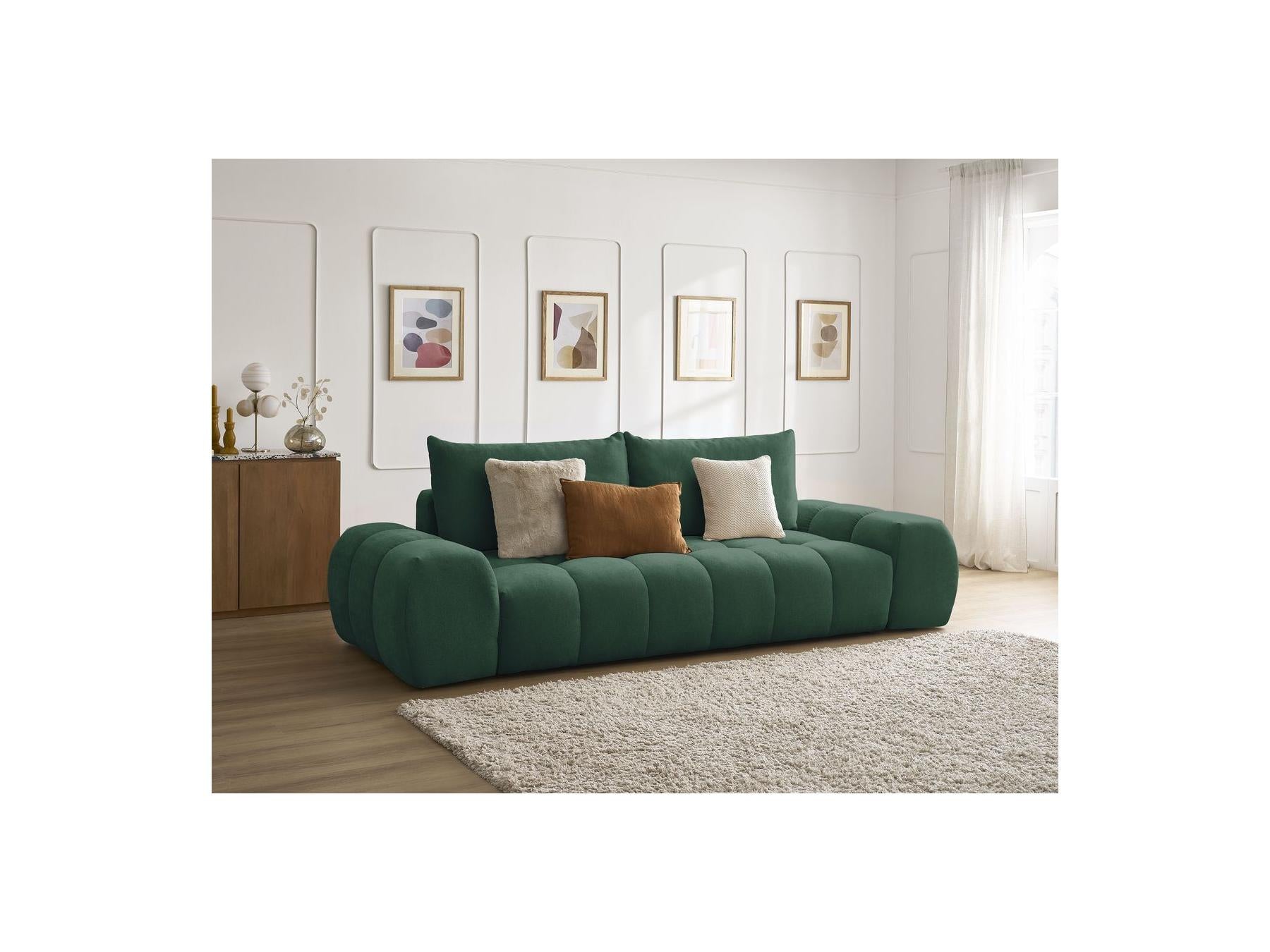 Everest - Canapé Droit Convertible Coffre - Tissu Texturé - 2 Coussins