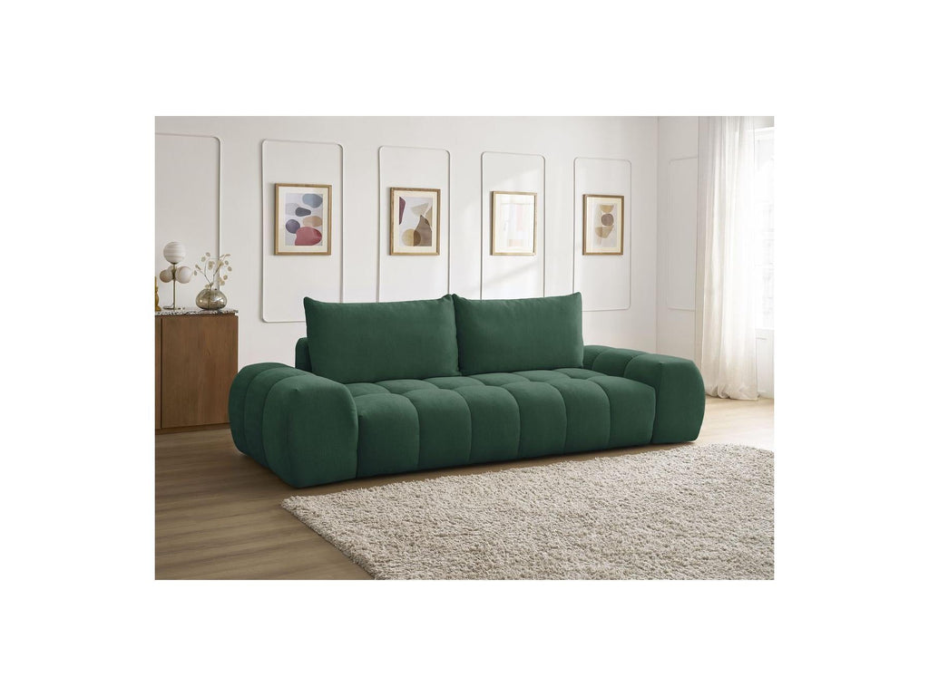 Everest - Canapé Droit Convertible Coffre - Tissu Texturé - 2 Coussins