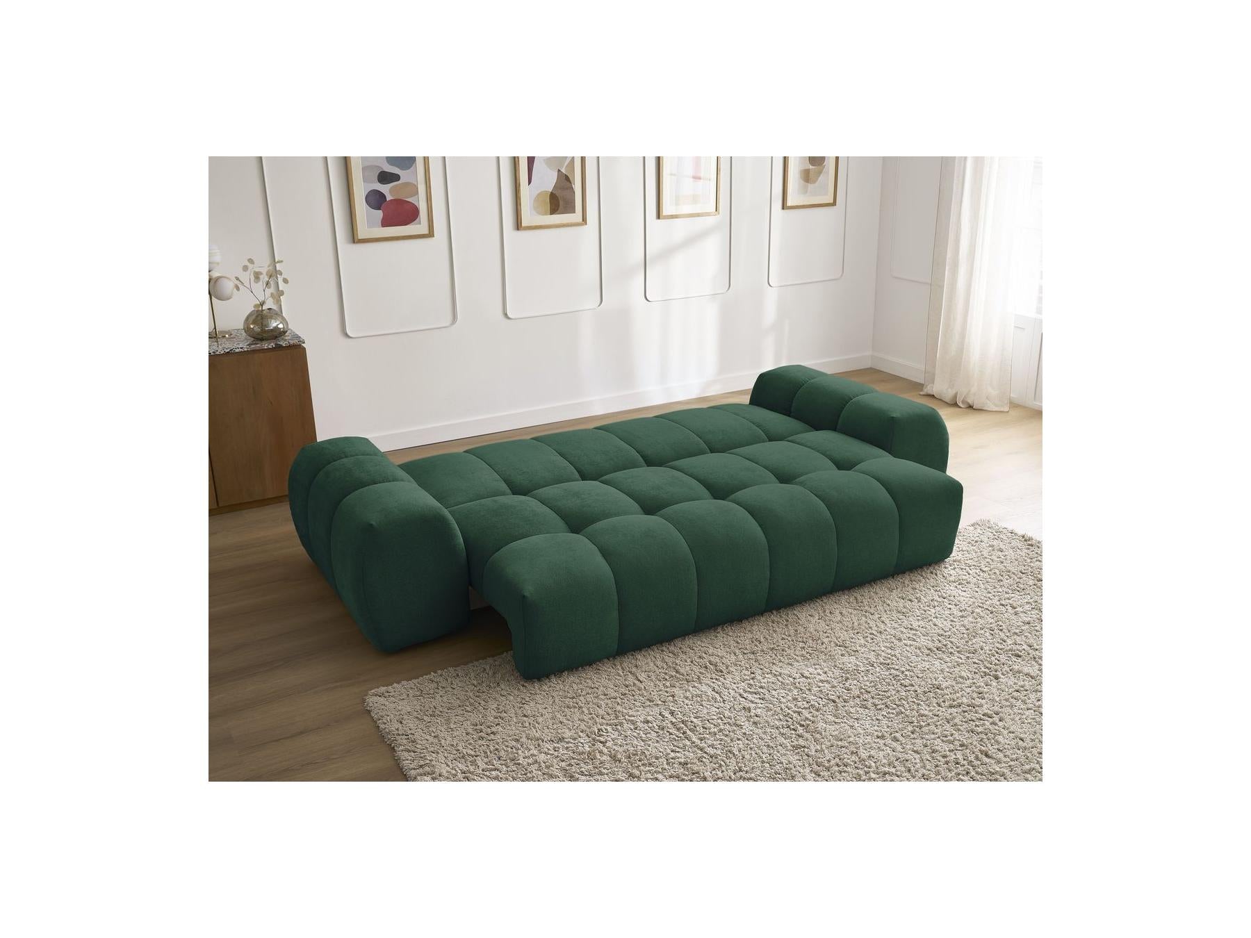 Everest - Canapé Droit Convertible Coffre - Tissu Texturé - 2 Coussins