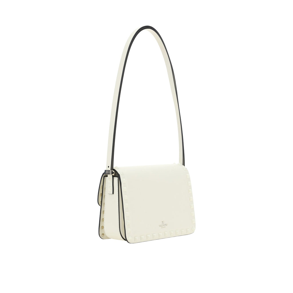 Valentino Garavani Rockstud Leather Shoulder Bag - White - Femme