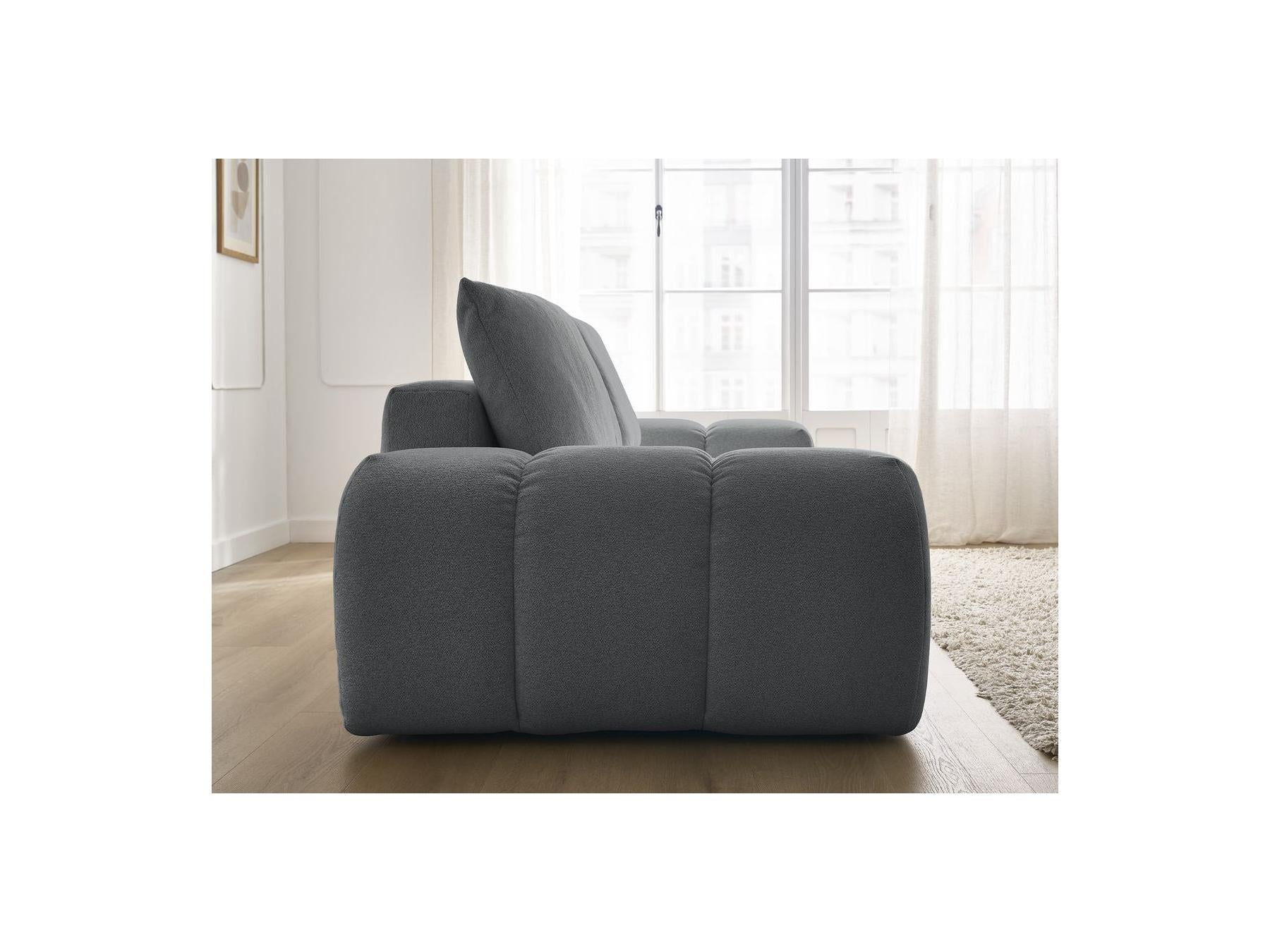 Everest - Canapé Droit Convertible Coffre - Tissu Chiné - 2 Coussins
