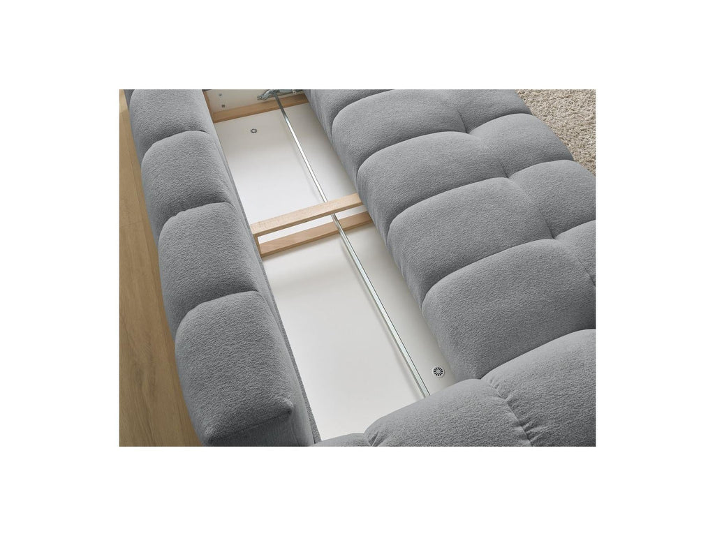 Everest - Canapé Droit Convertible Coffre - Tissu Chiné - 5 Coussins
