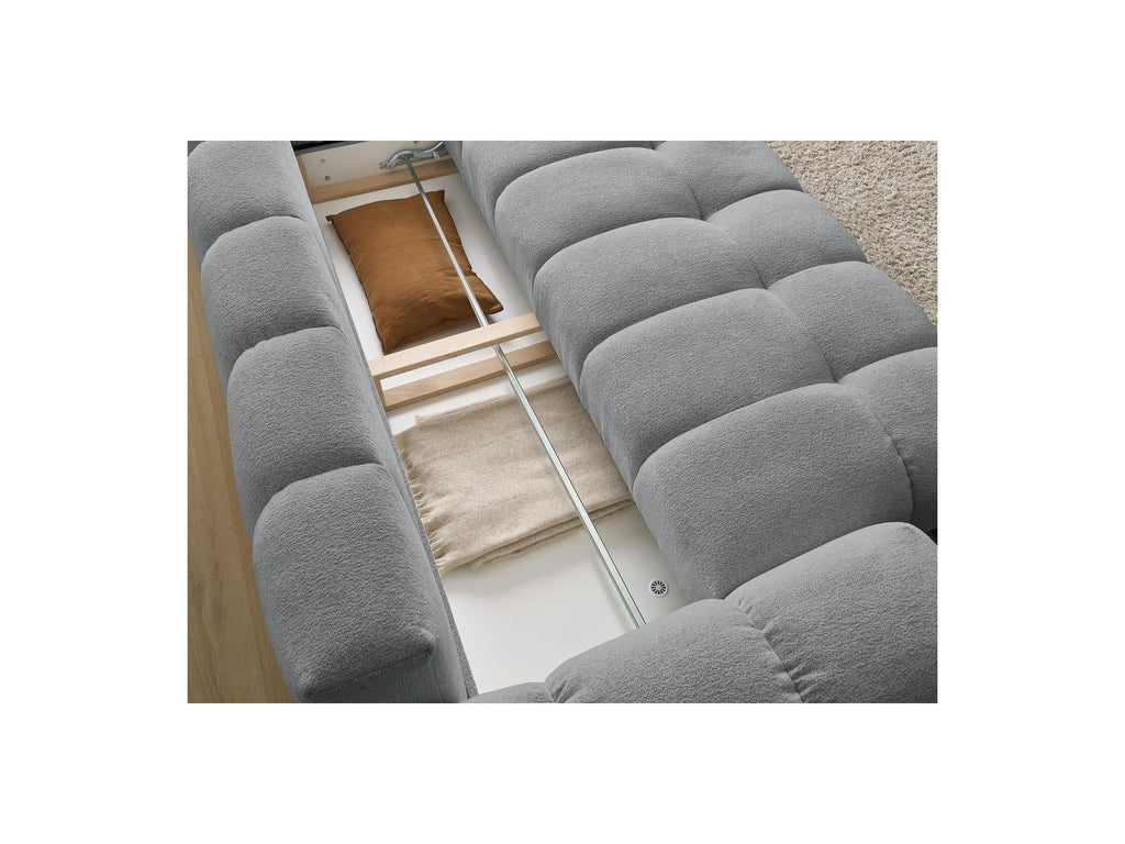 Everest - Canapé Droit Convertible Coffre - Tissu Chiné - 5 Coussins