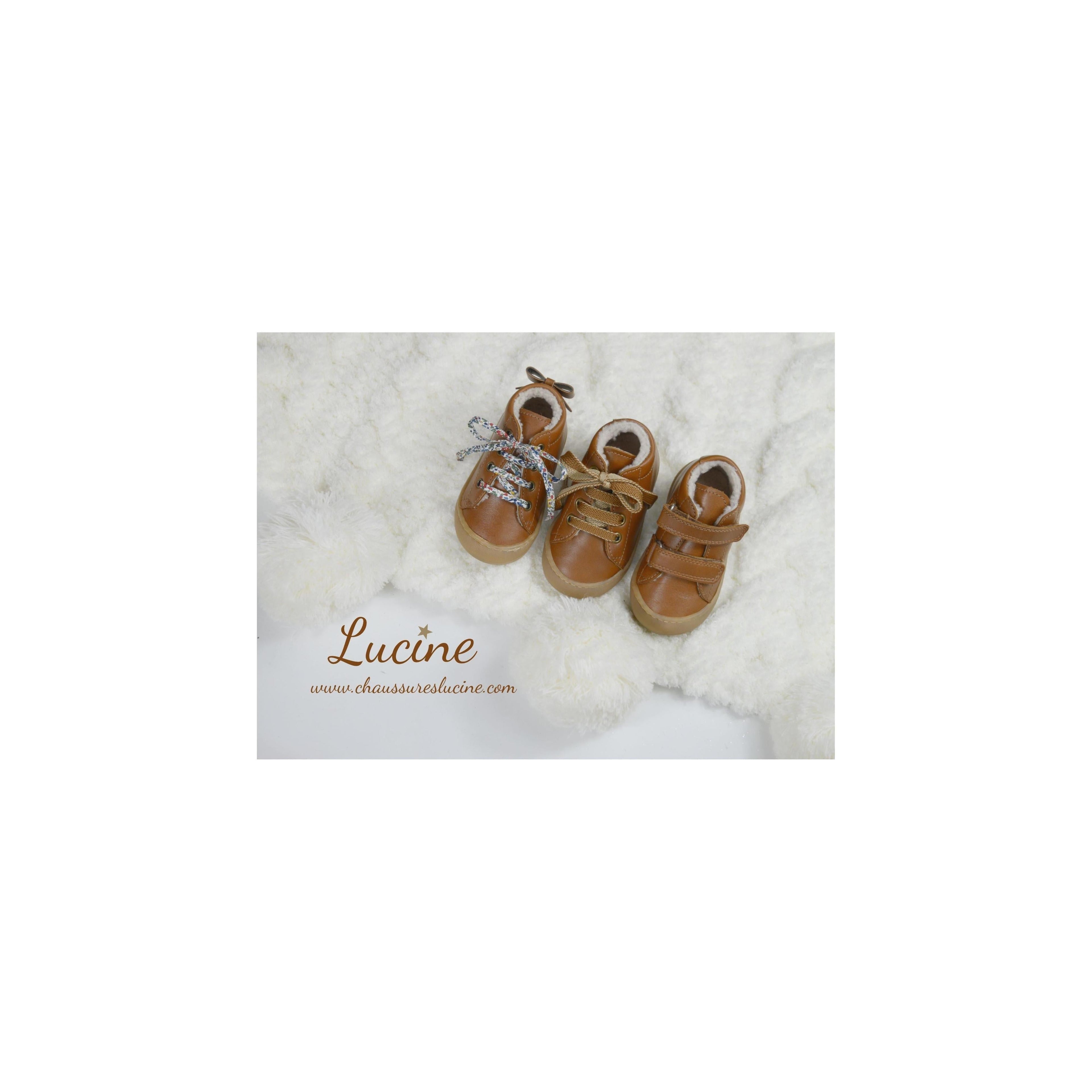 Chaussures Fourrées Souples Max Lacets - Cuir Camel - Mixte