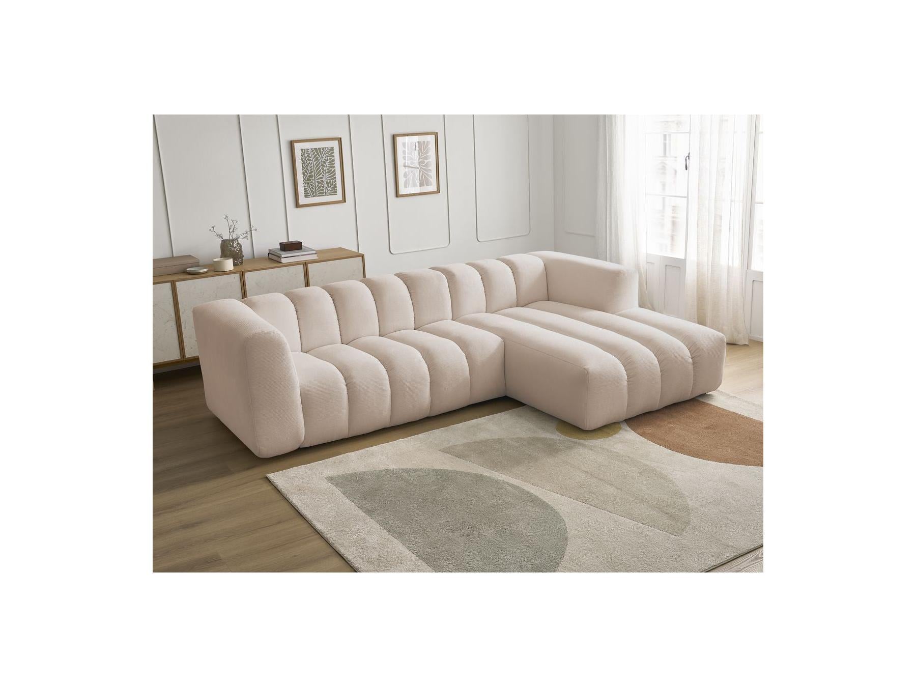 Talia - Canapé D'Angle Fixe - Tissu Chiné - Angle Droit