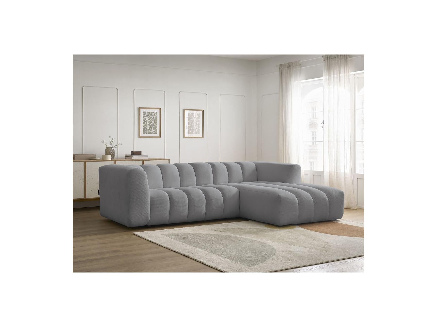Talia - Canapé D'Angle Fixe - Tissu Chiné - Angle Droit