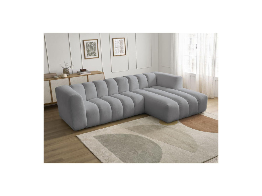Talia - Canapé D'Angle Fixe - Tissu Chiné - Angle Droit