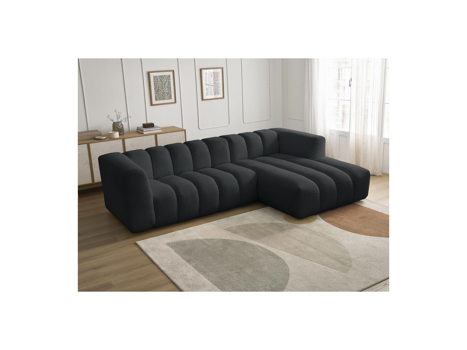 Talia - Canapé D'Angle Fixe - Tissu Chiné - Angle Droit