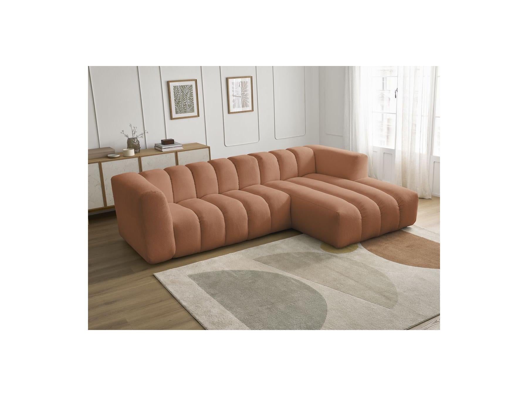 Talia - Canapé D'Angle Fixe - Tissu Chiné - Angle Droit