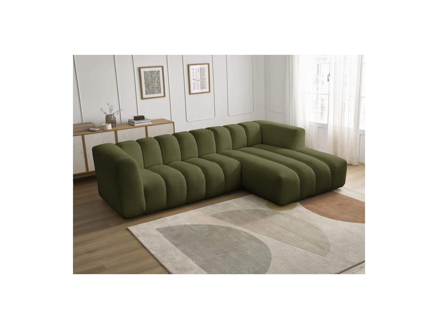 Talia - Canapé D'Angle Fixe - Tissu Chiné - Angle Droit