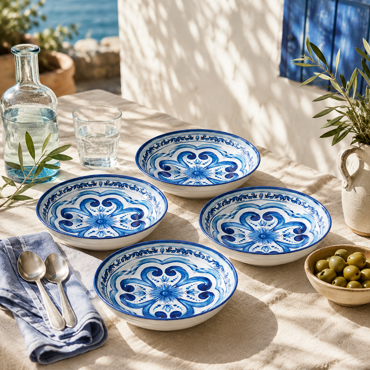 Lots De 4 Assiettes Creuses - Blues