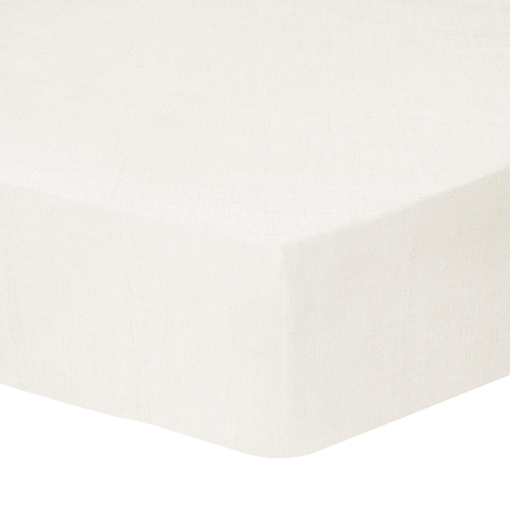 Drap Housse - Lin Uni - 100% Lin Lavé - Blanc Cassé