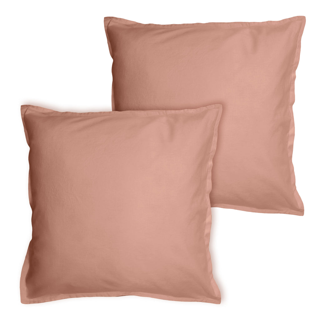 Lot De 2 Taies D'Oreillers - Coton Lavé Volant - 100% Coton Lavé - Nude