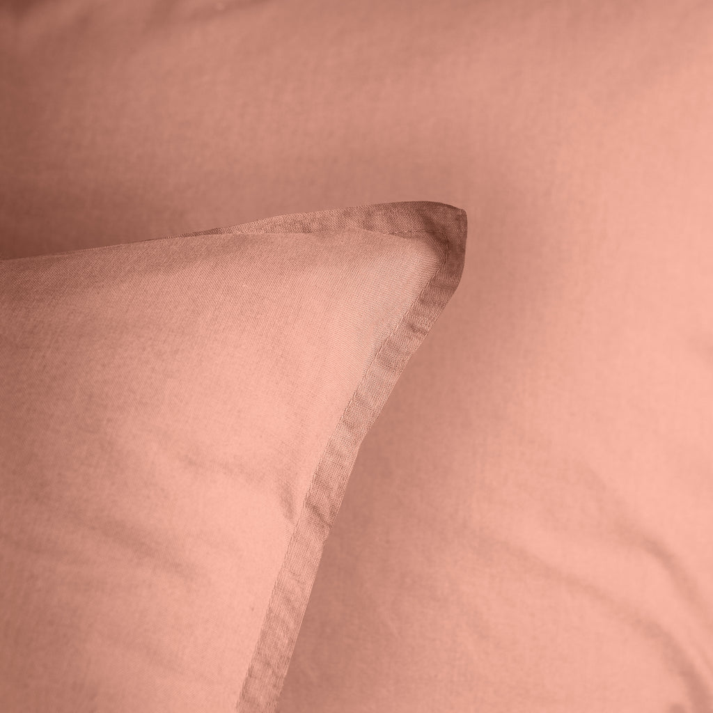 Lot De 2 Taies D'Oreillers - Coton Lavé Volant - 100% Coton Lavé - Nude