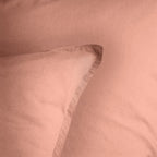 Lot De 2 Taies D'Oreillers - Coton Lavé Volant - 100% Coton Lavé - Nude