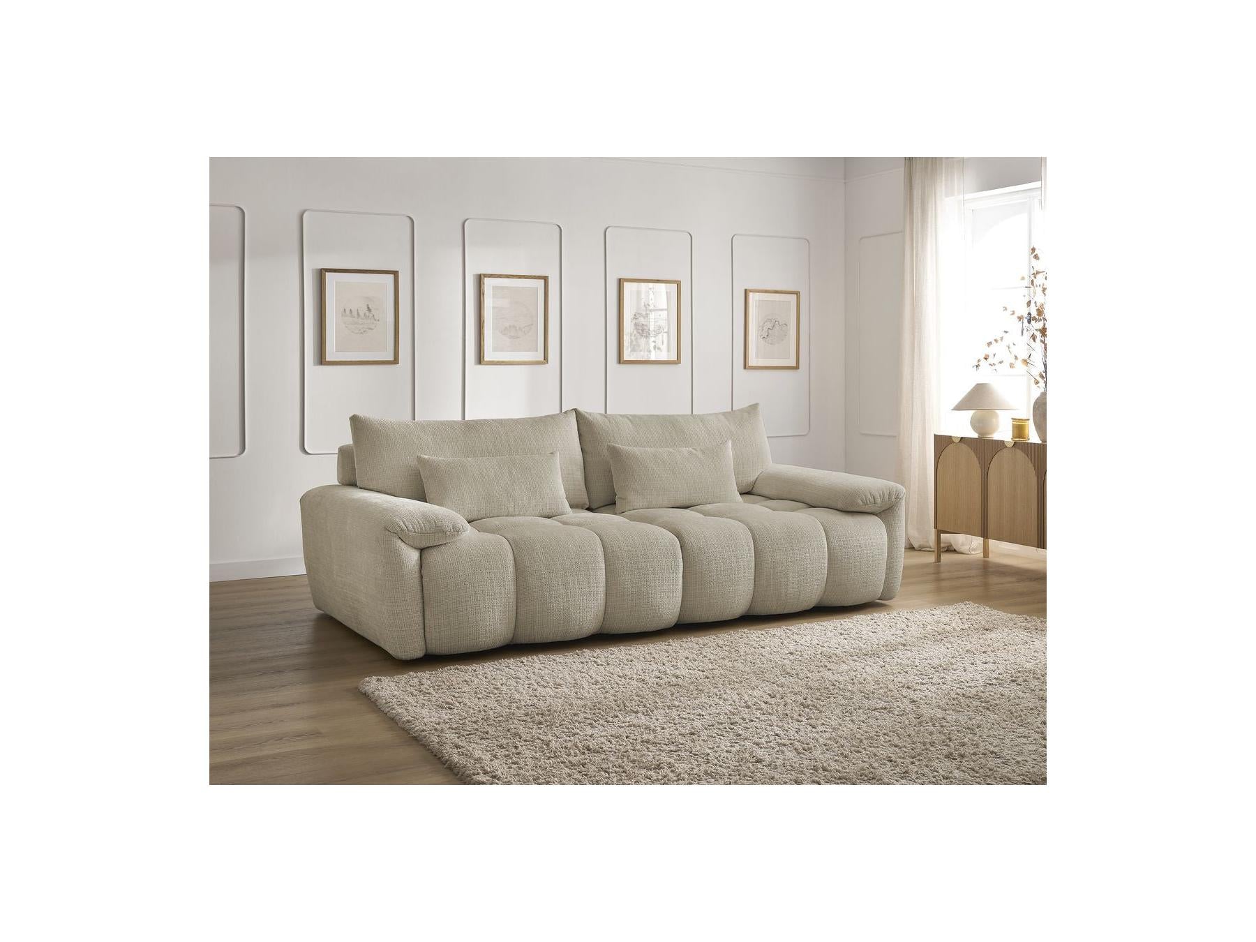 Ivane - Canapé Droit Fixe 3 Places - Tissu Texturé