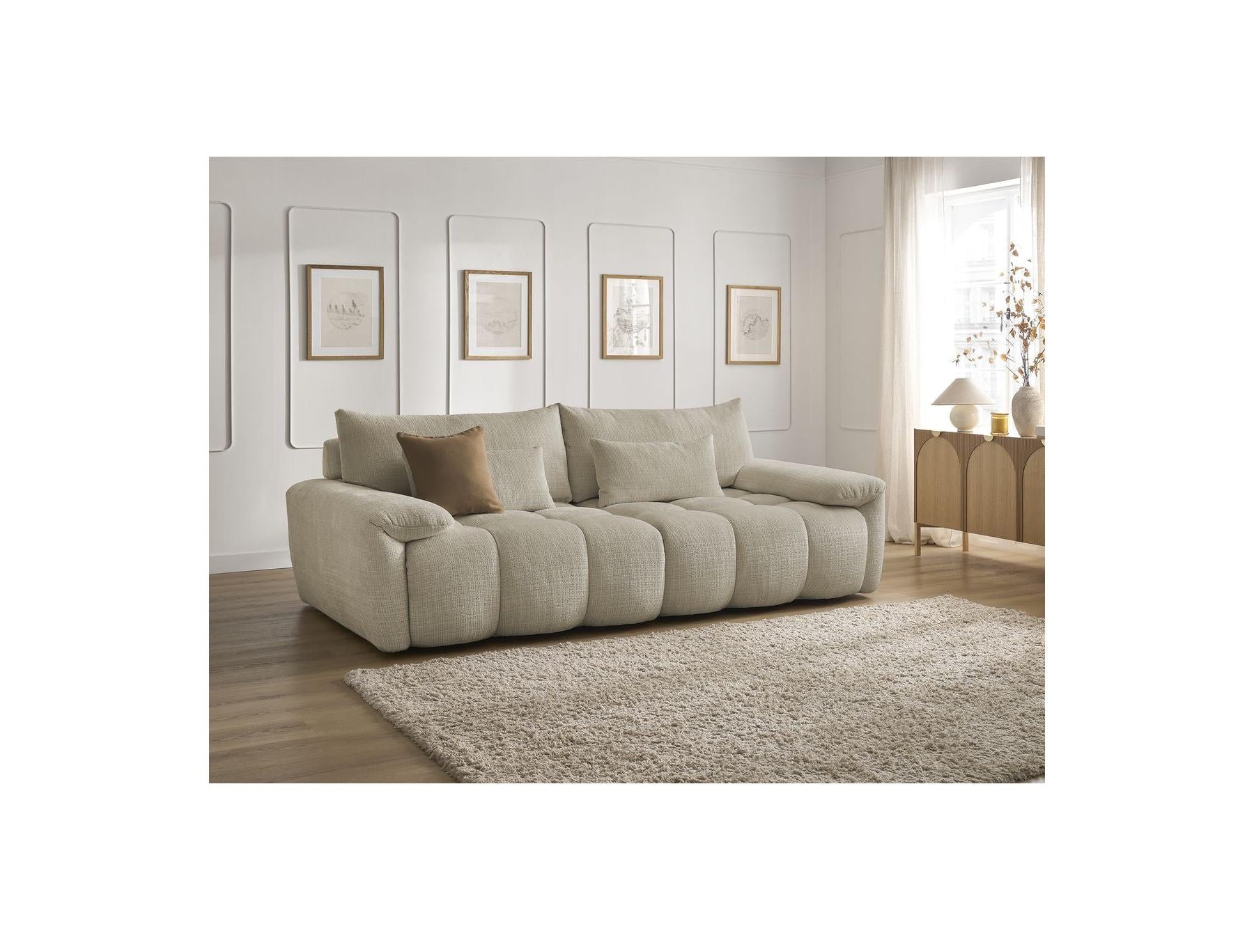 Ivane - Canapé Droit Fixe 3 Places - Tissu Texturé