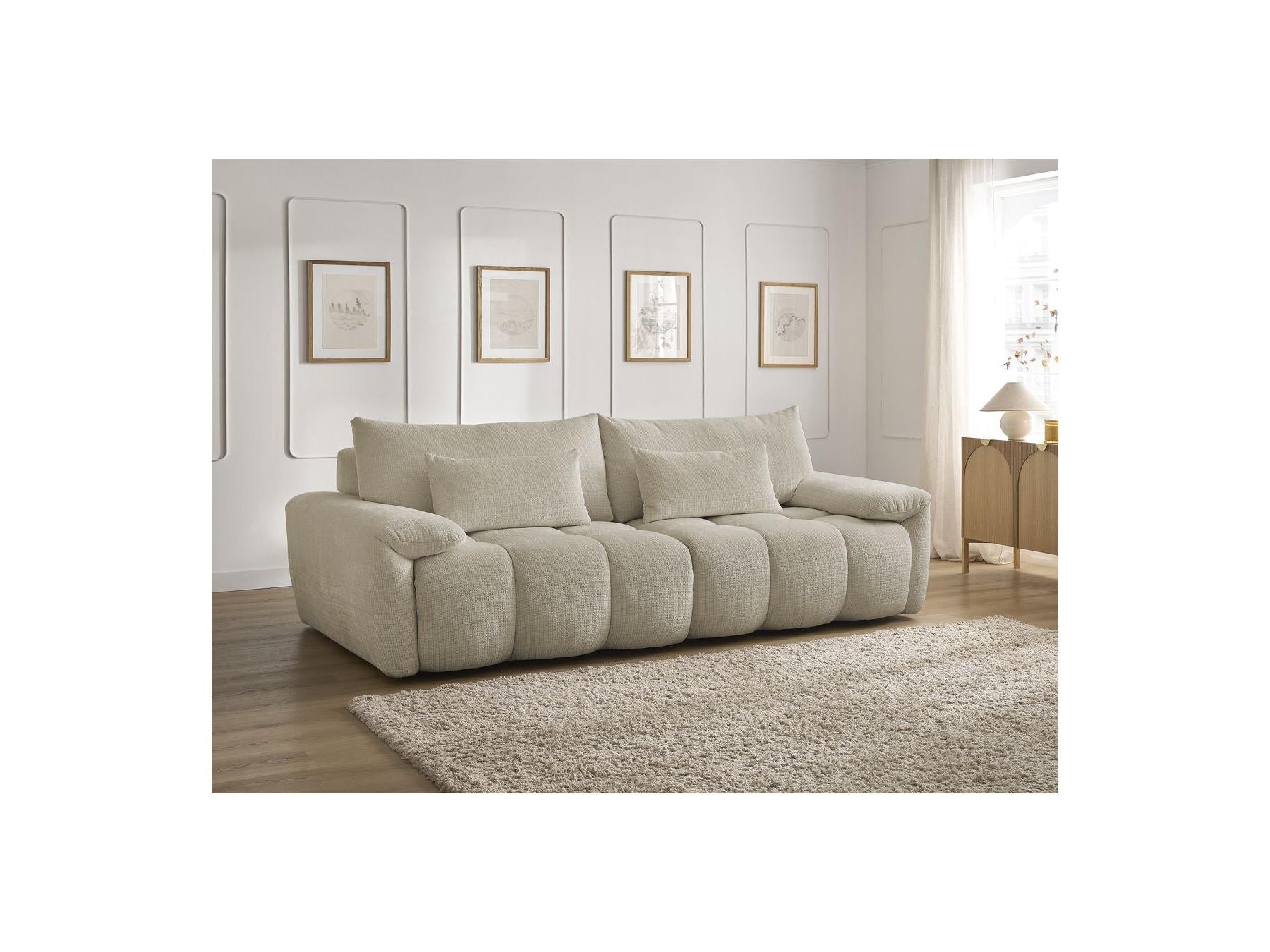 Ivane - Canapé Droit Fixe 3 Places - Tissu Texturé