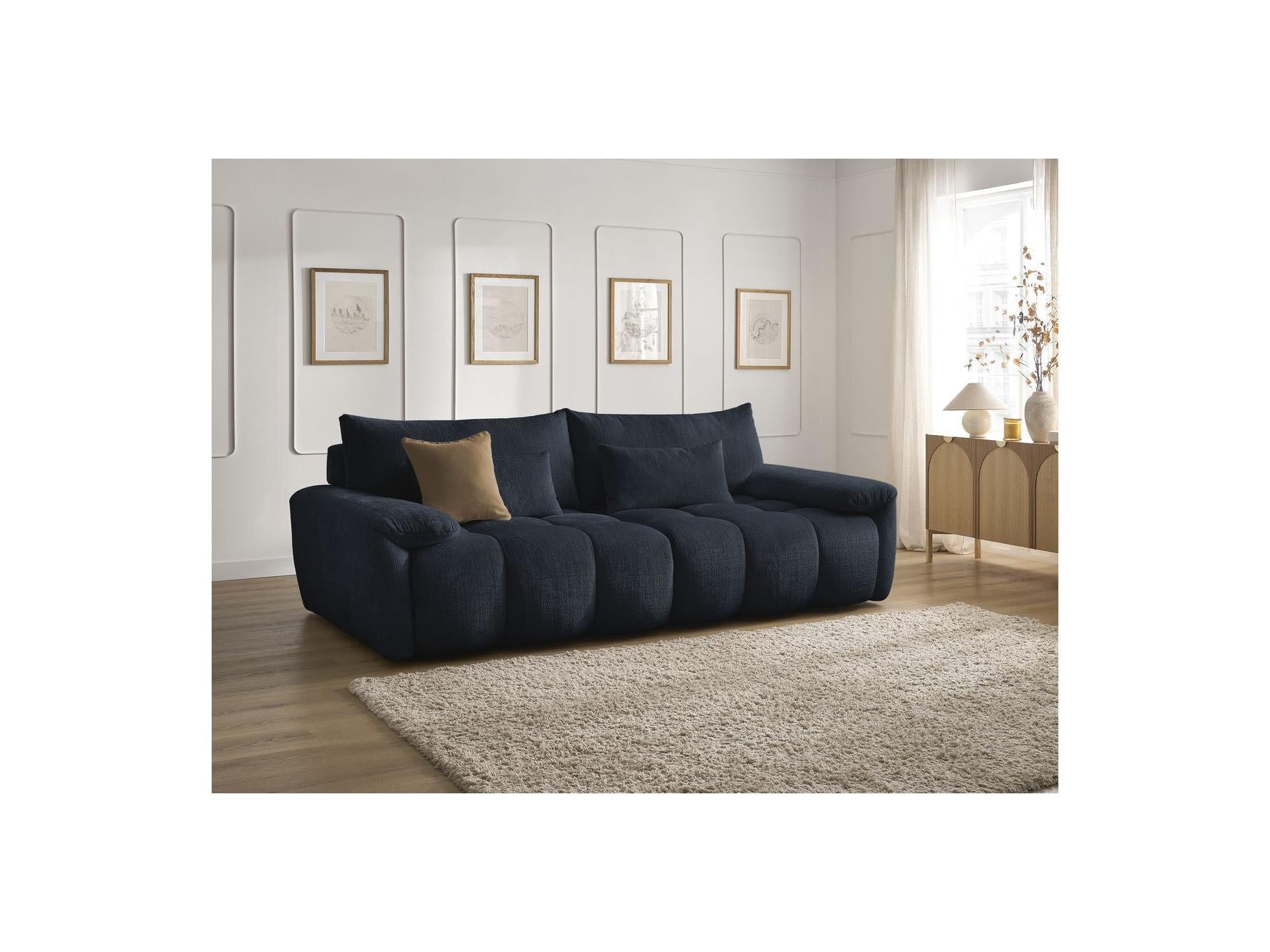 Ivane - Canapé Droit Fixe 3 Places - Tissu Texturé