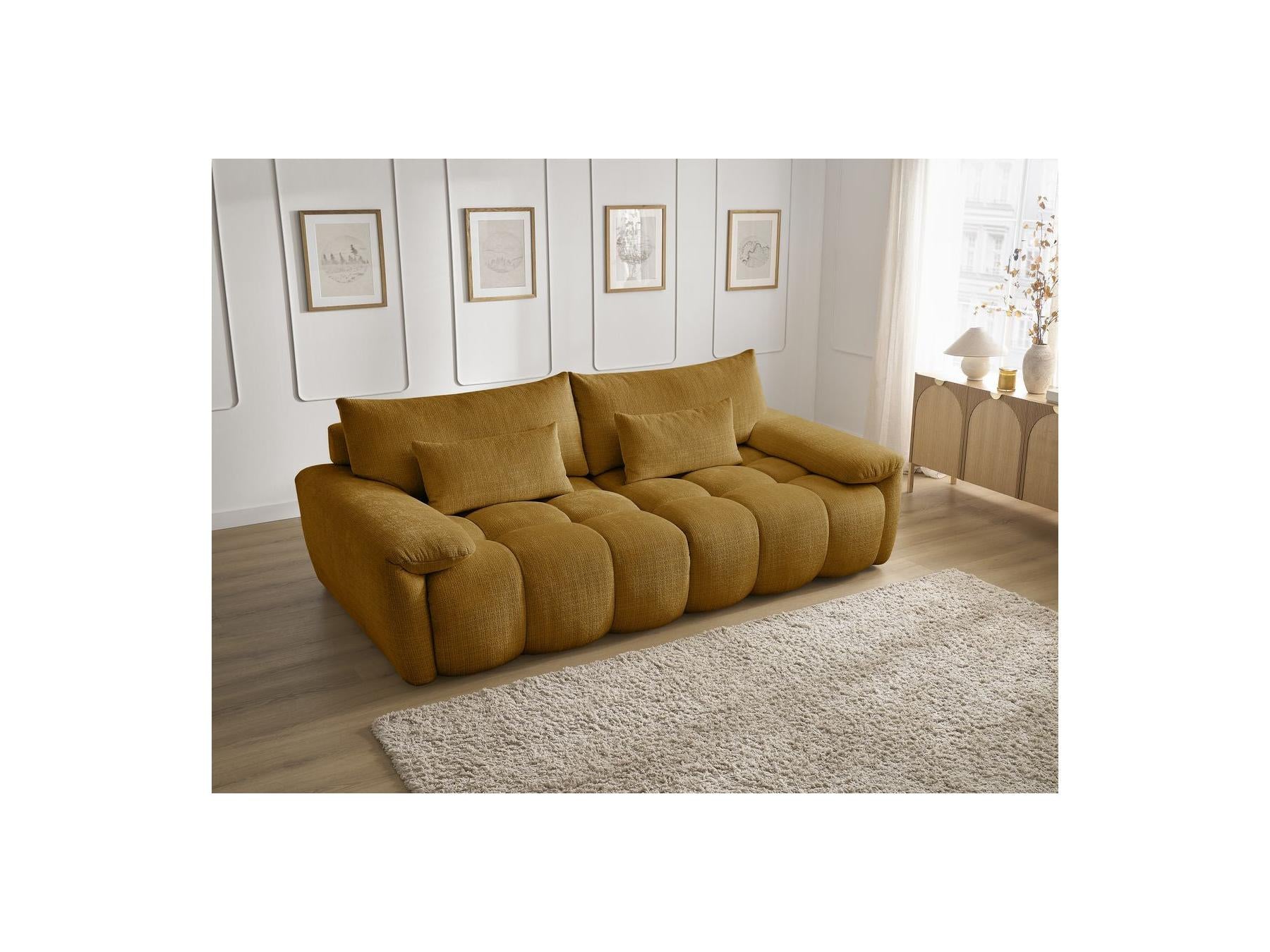 Ivane - Canapé Droit Fixe 3 Places - Tissu Texturé