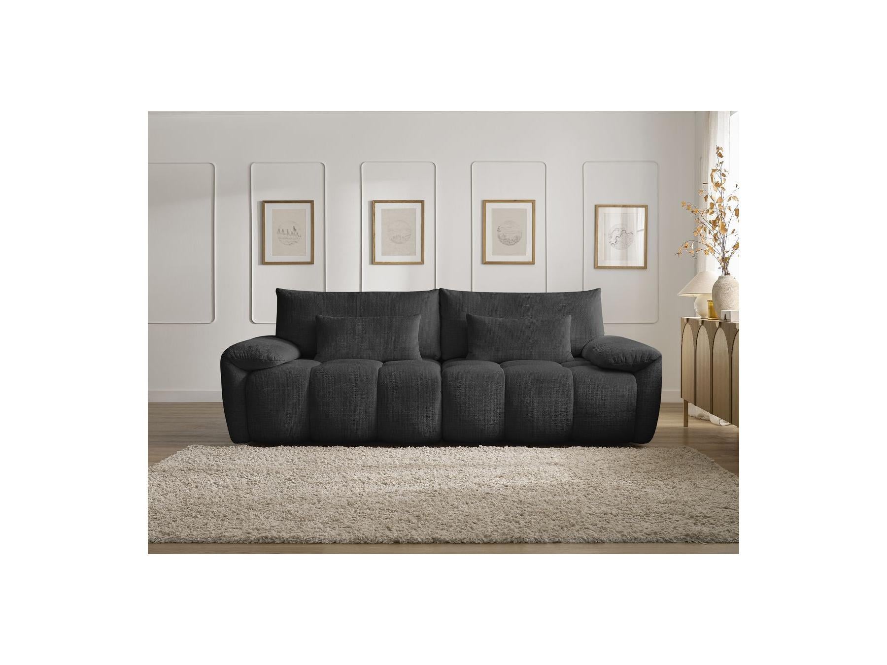 Ivane - Canapé Droit Fixe 3 Places - Tissu Texturé