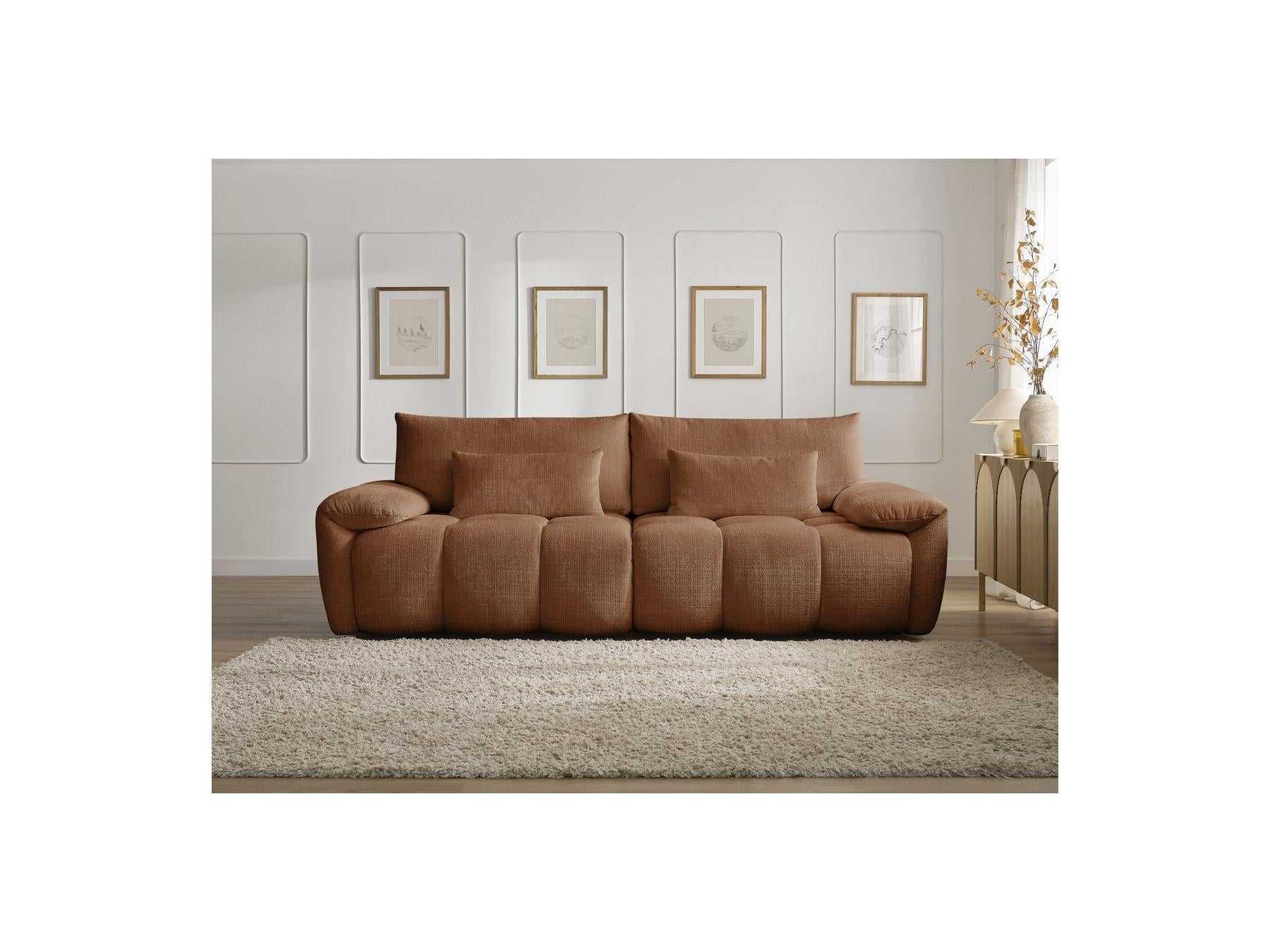 Ivane - Canapé Droit Fixe 3 Places - Tissu Texturé