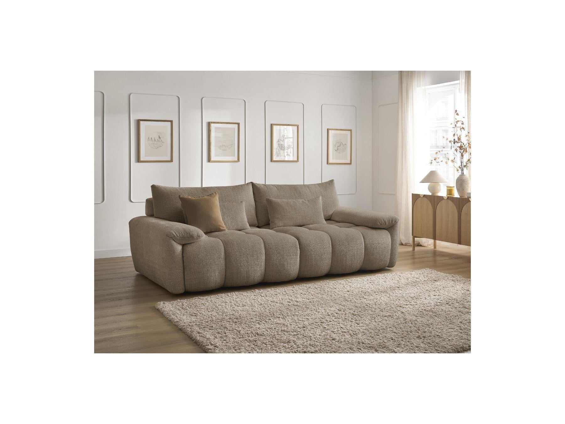 Ivane - Canapé Droit Fixe 3 Places - Tissu Texturé