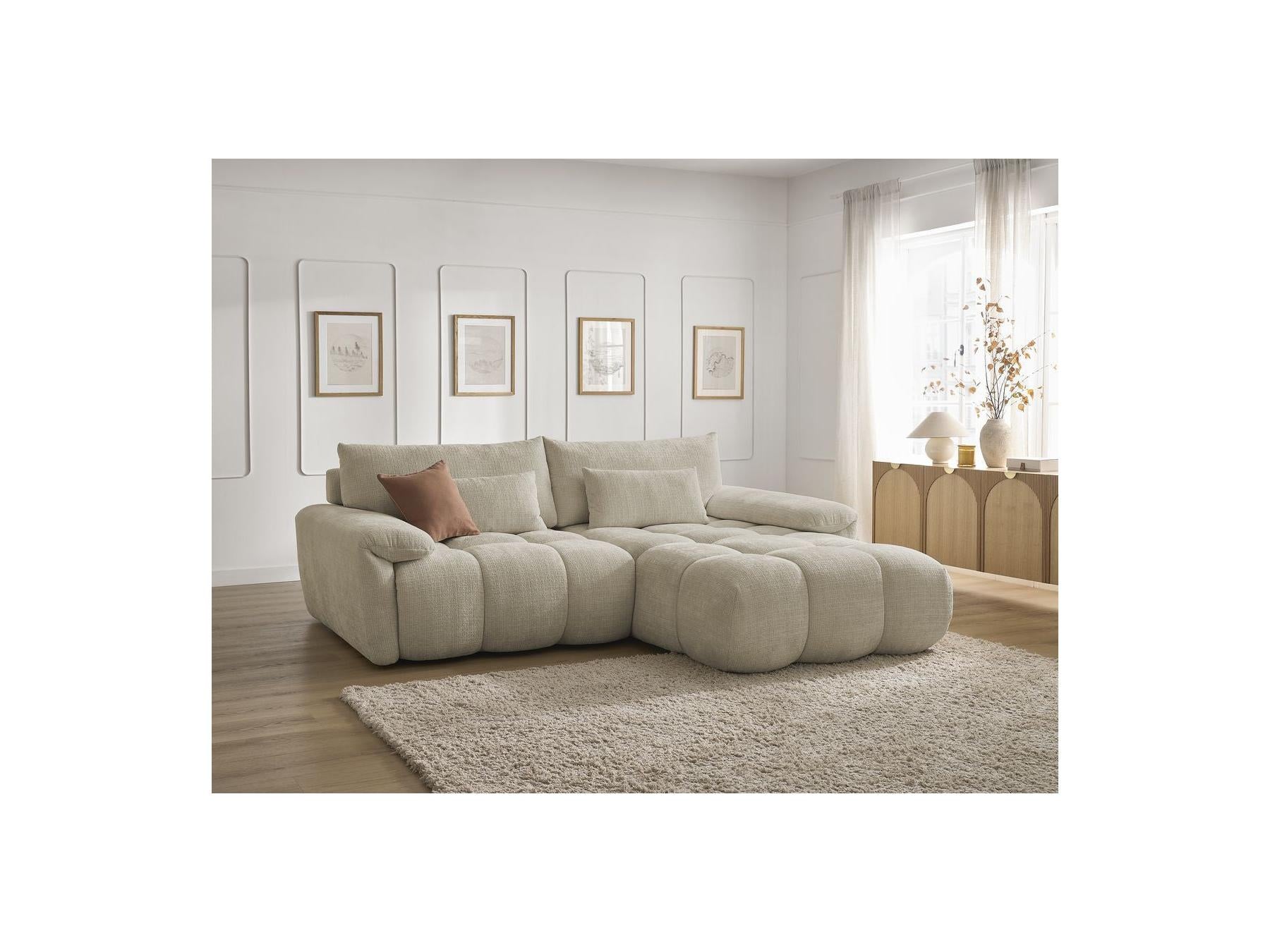 Ivane - Canapé D'Angle Fixe - Tissu Texturé - Angle Droit