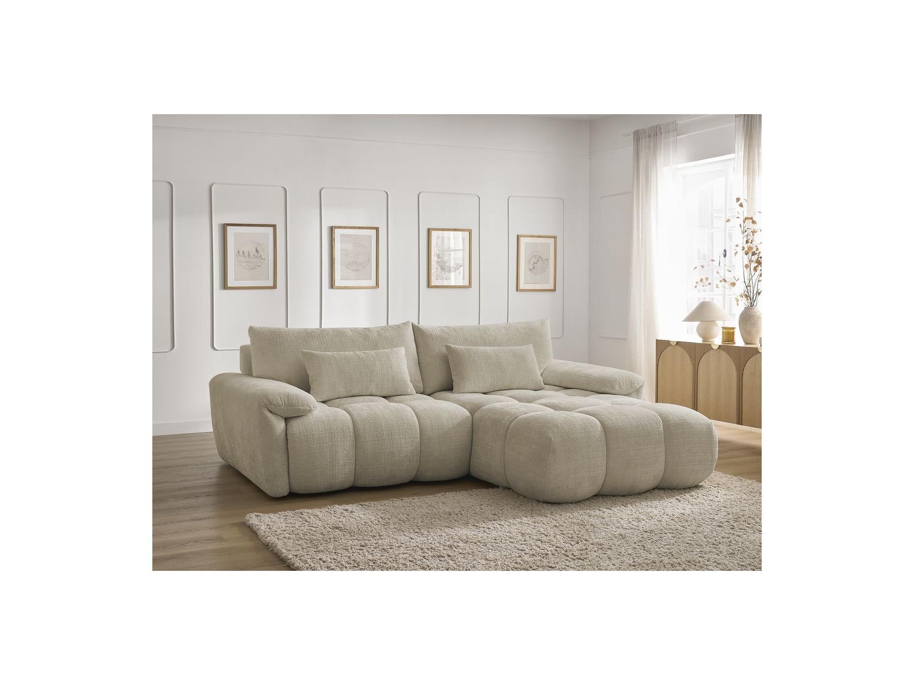 Ivane - Canapé D'Angle Fixe - Tissu Texturé - Angle Droit