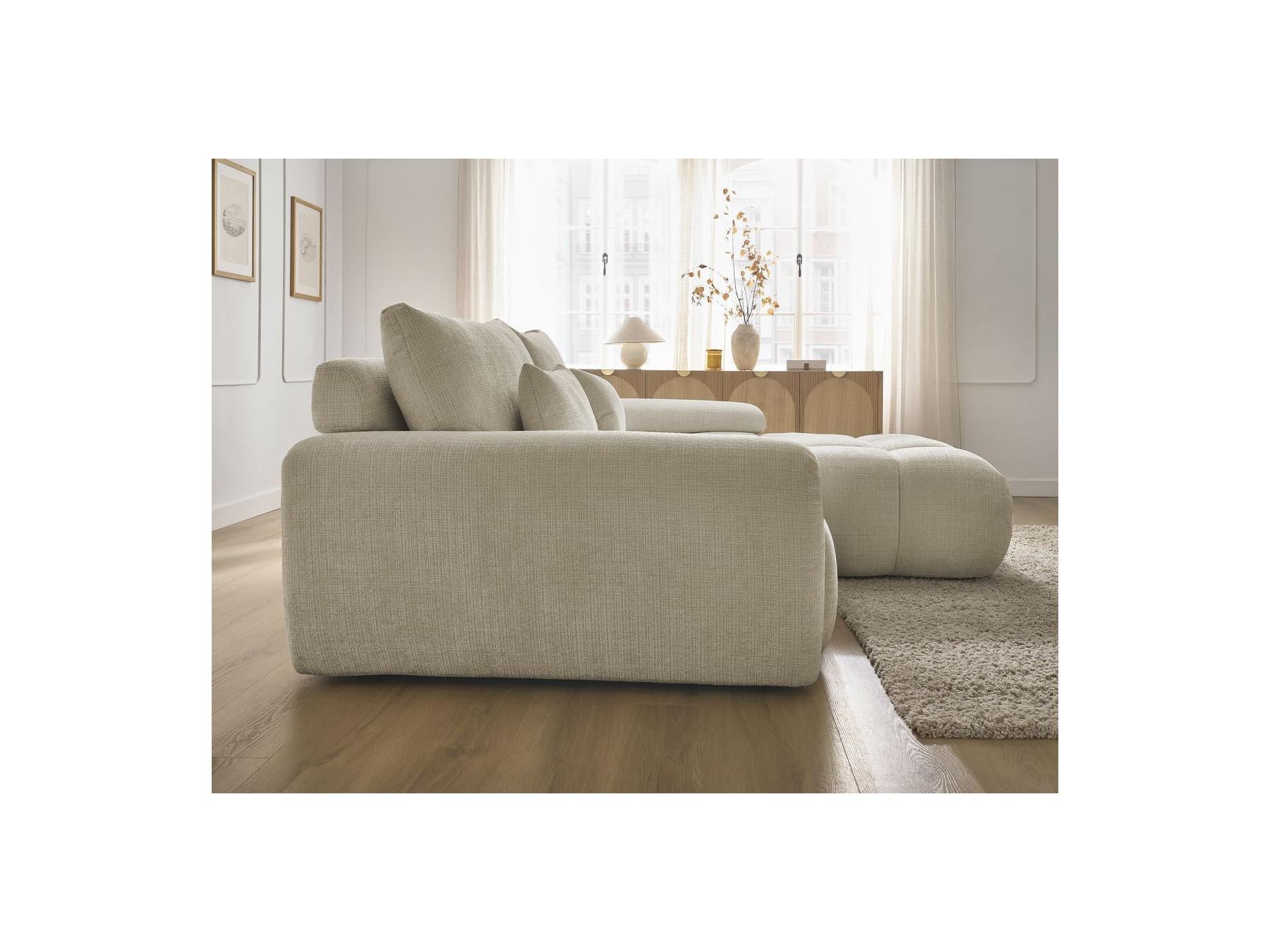 Ivane - Canapé D'Angle Fixe - Tissu Texturé - Angle Droit