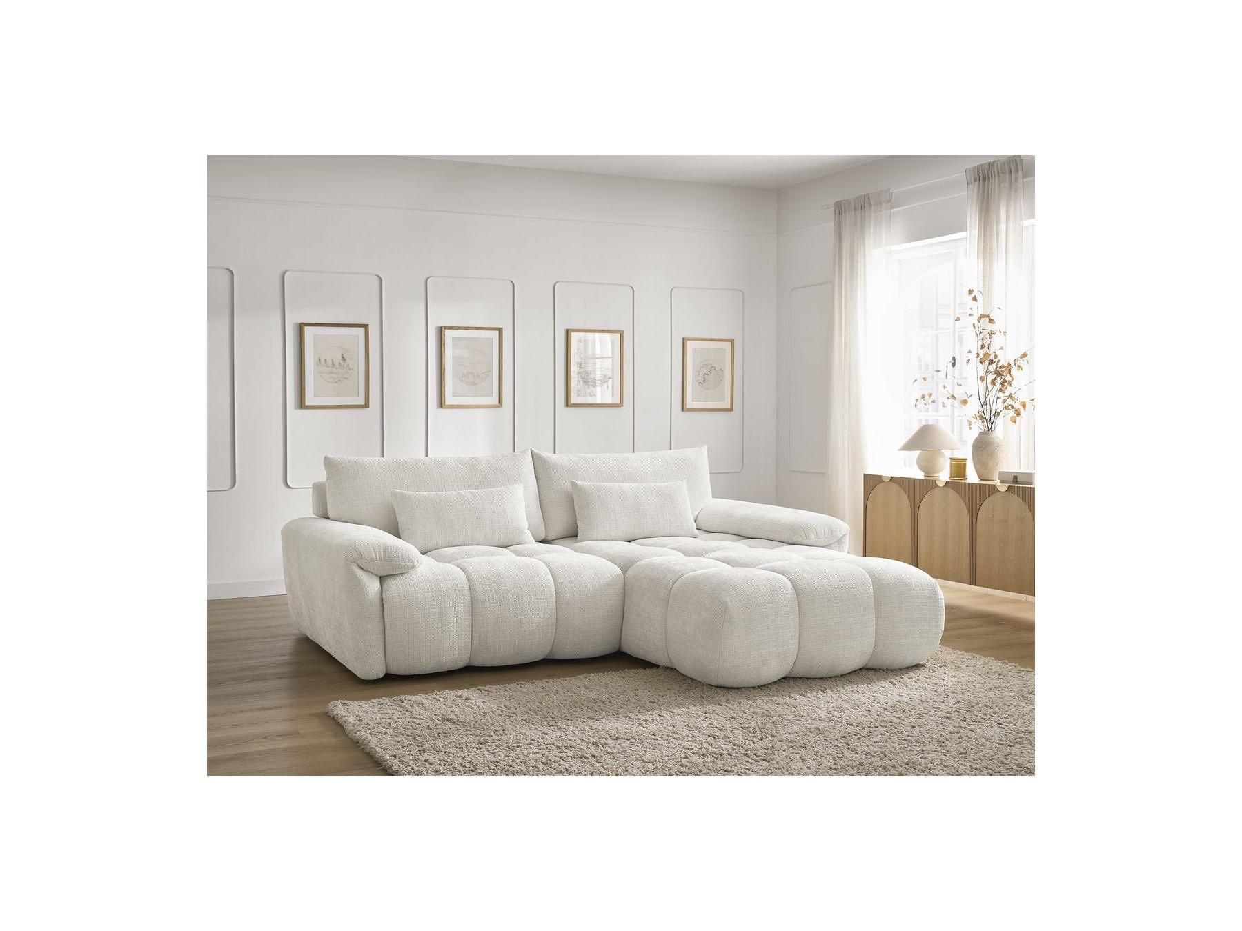 Ivane - Canapé D'Angle Fixe - Tissu Texturé - Angle Droit