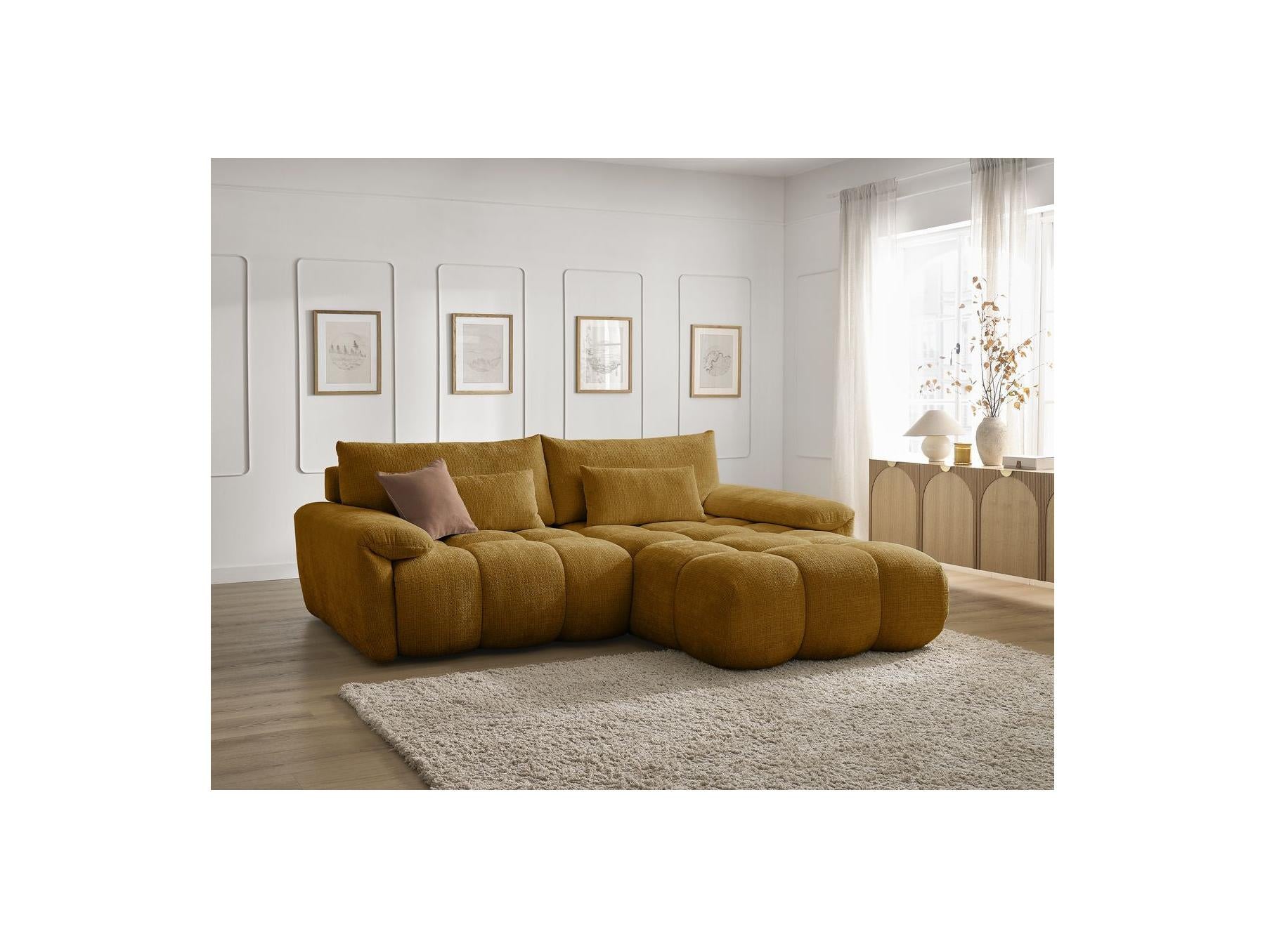 Ivane - Canapé D'Angle Fixe - Tissu Texturé - Angle Droit