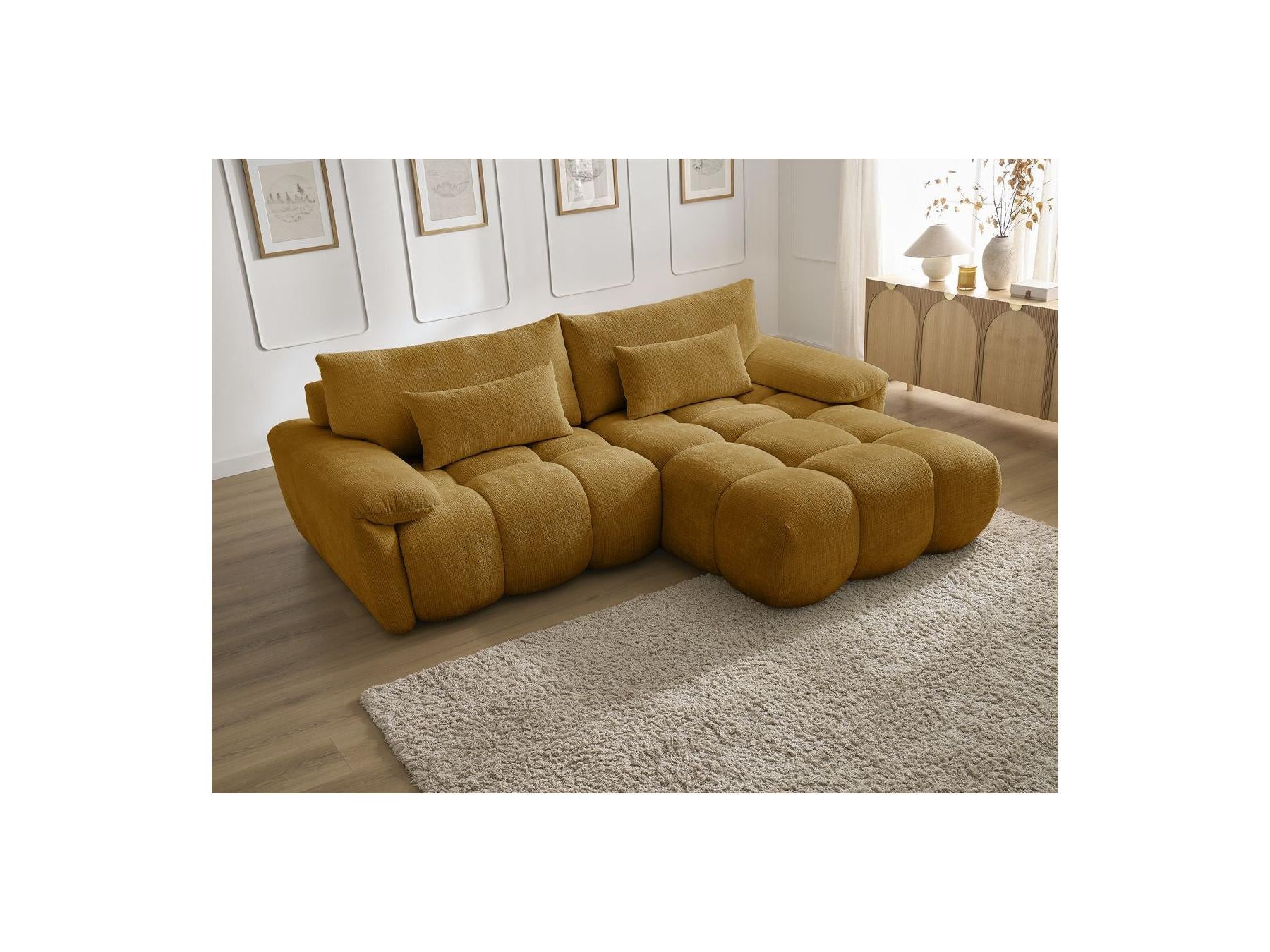 Ivane - Canapé D'Angle Fixe - Tissu Texturé - Angle Droit