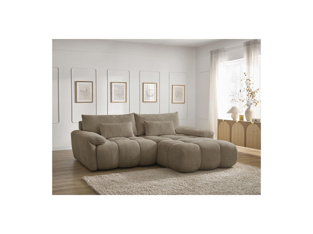 Ivane - Canapé D'Angle Fixe - Tissu Texturé - Angle Droit
