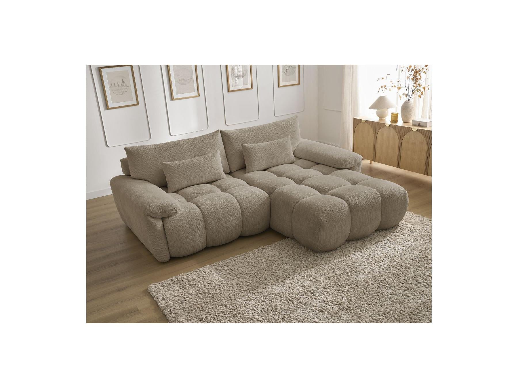 Ivane - Canapé D'Angle Fixe - Tissu Texturé - Angle Droit