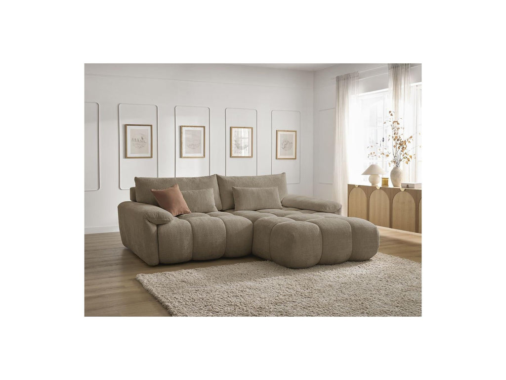 Ivane - Canapé D'Angle Fixe - Tissu Texturé - Angle Droit