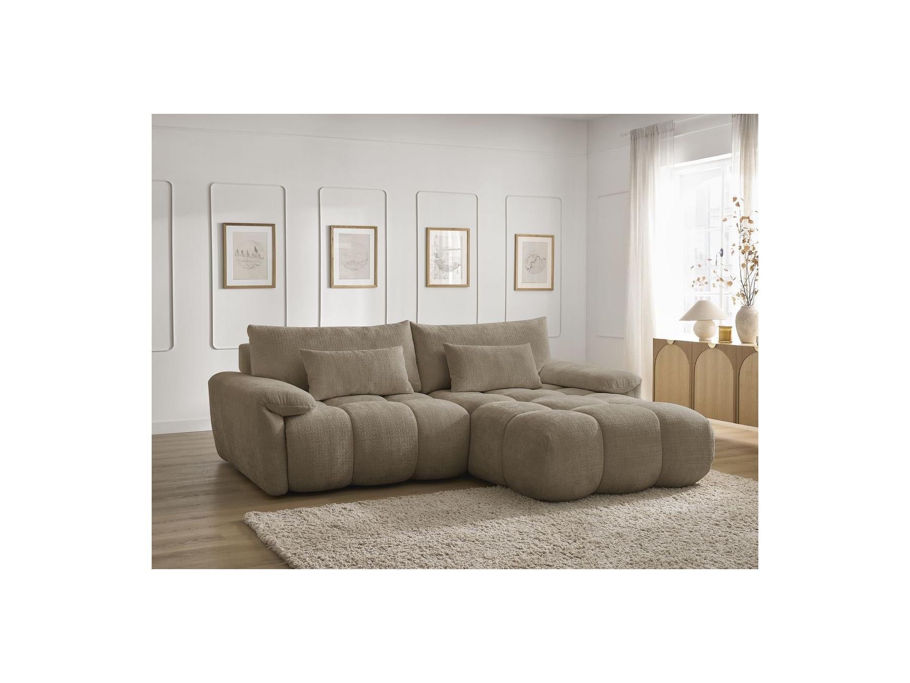 Ivane - Canapé D'Angle Fixe - Tissu Texturé - Angle Droit
