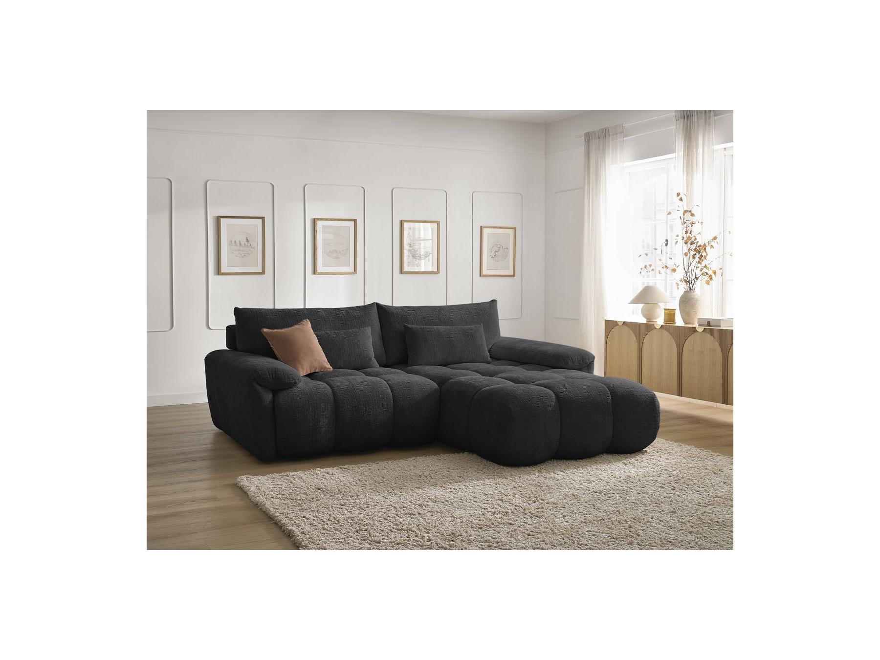 Ivane - Canapé D'Angle Fixe - Tissu Texturé - Angle Droit