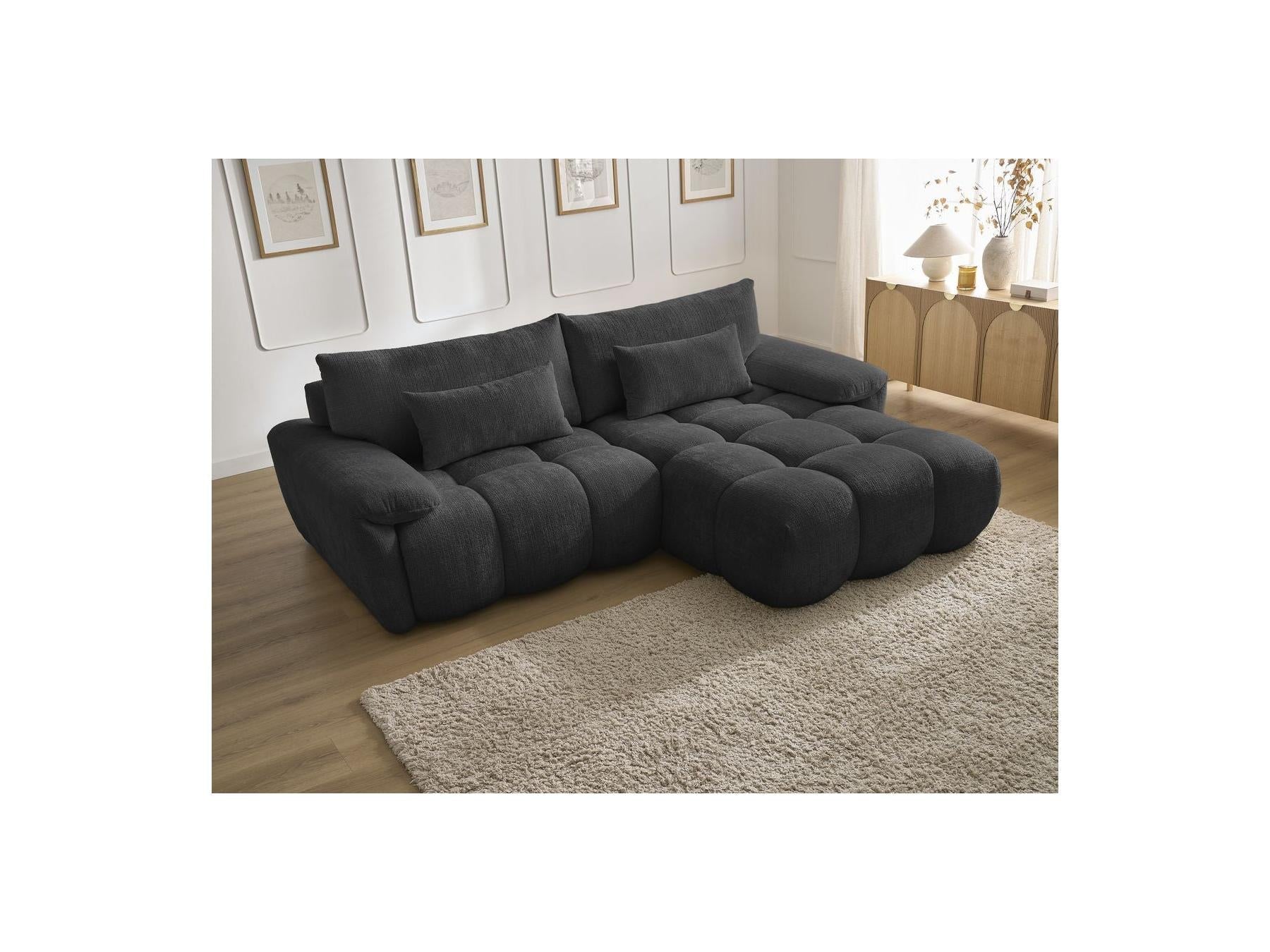 Ivane - Canapé D'Angle Fixe - Tissu Texturé - Angle Droit
