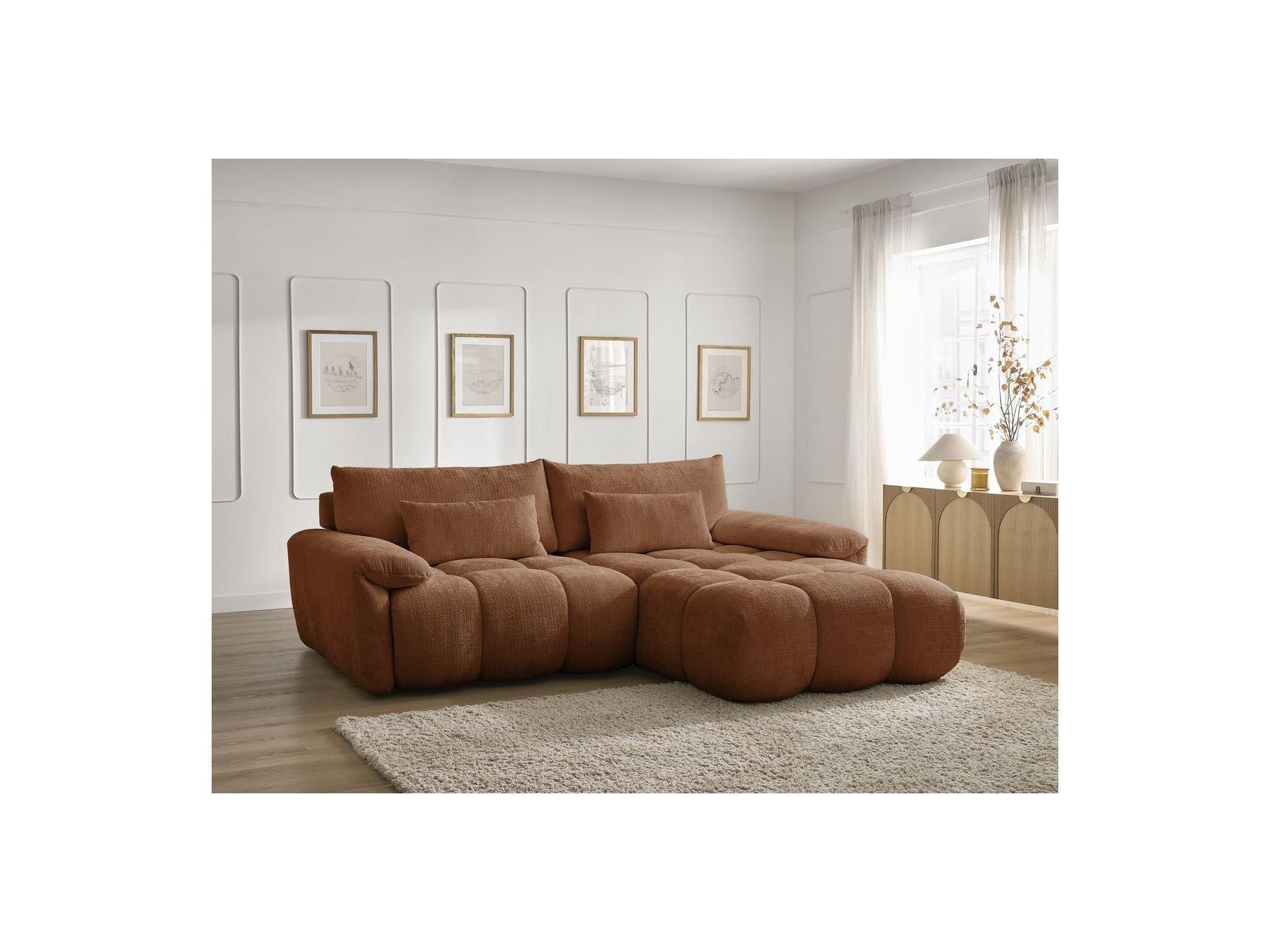 Ivane - Canapé D'Angle Fixe - Tissu Texturé - Angle Droit
