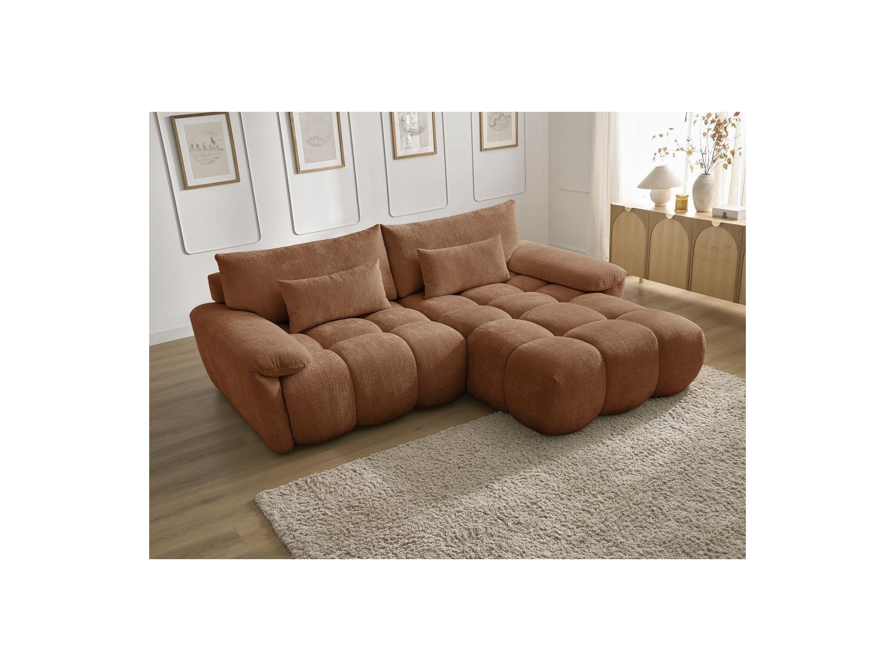 Ivane - Canapé D'Angle Fixe - Tissu Texturé - Angle Droit
