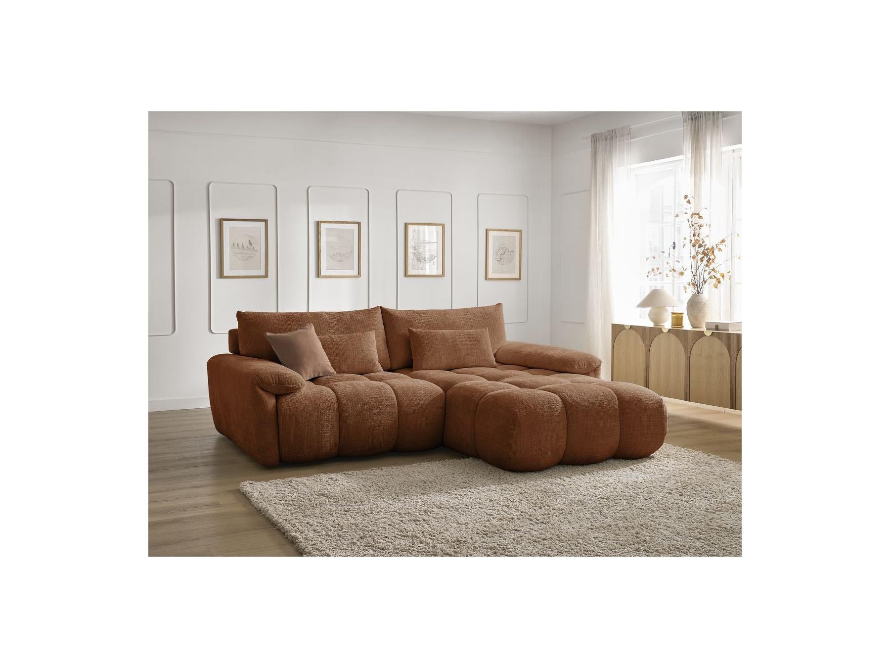 Ivane - Canapé D'Angle Fixe - Tissu Texturé - Angle Droit