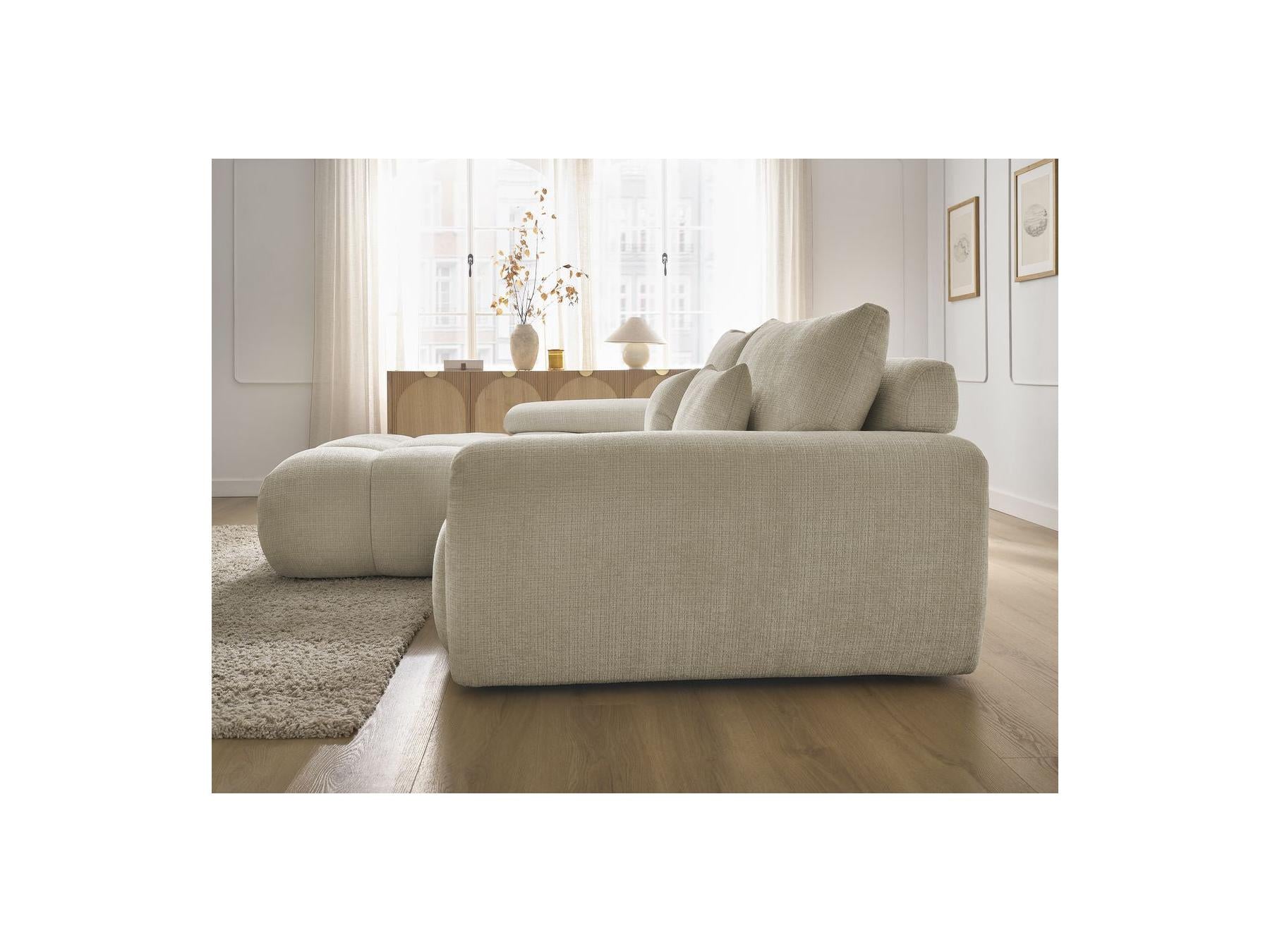 Ivane - Canapé D'Angle Fixe - Tissu Texturé - Angle Gauche