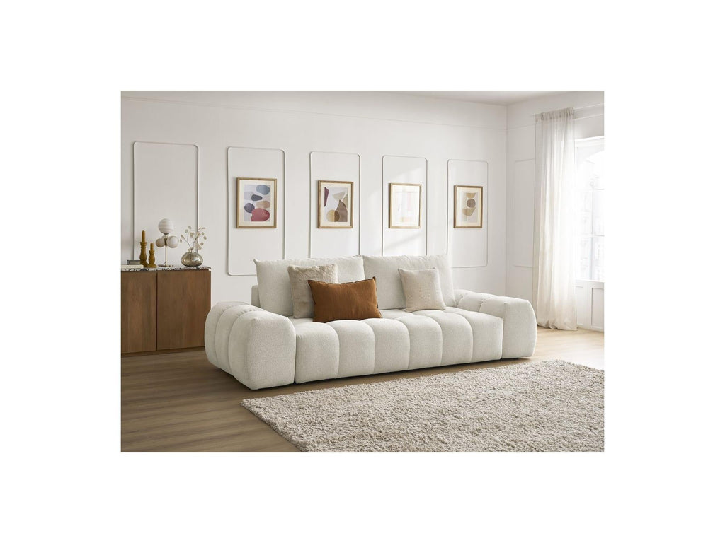 Everest - Canapé Droit Fixe 3 Places - Tissu Chiné - 2 Coussins