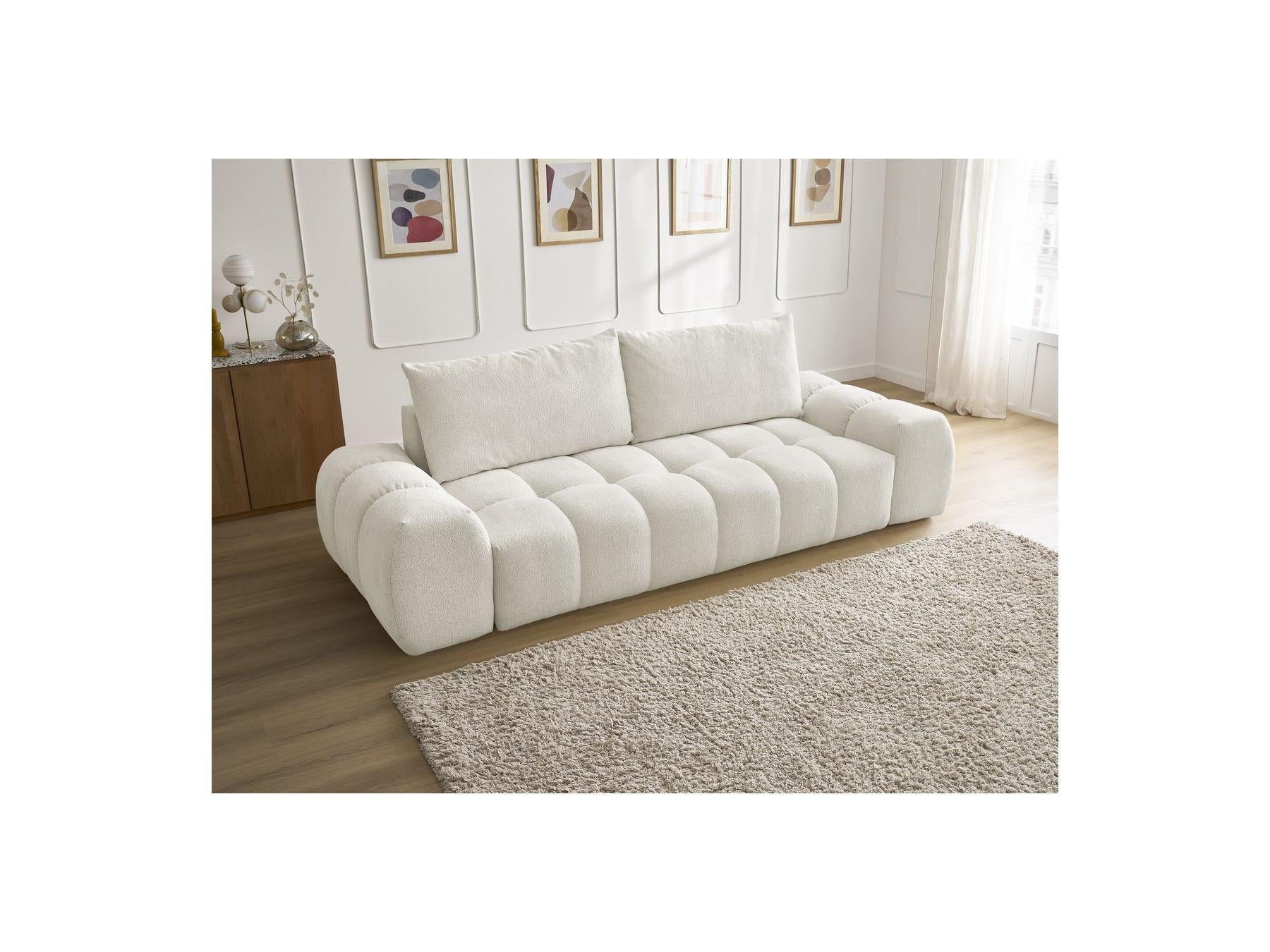 Everest - Canapé Droit Fixe 3 Places - Tissu Chiné - 2 Coussins