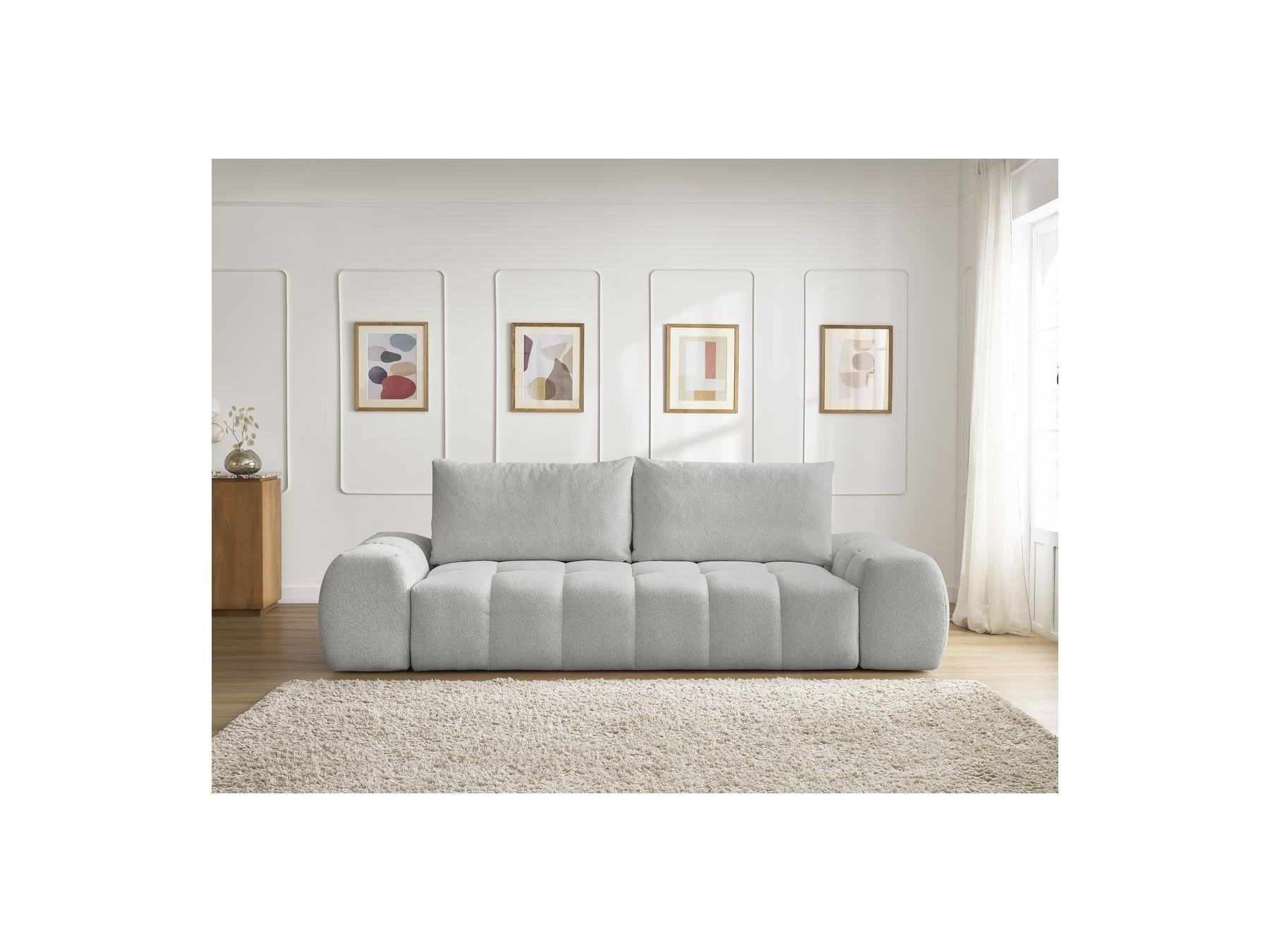 Everest - Canapé Droit Fixe 3 Places - Tissu Chiné - 2 Coussins