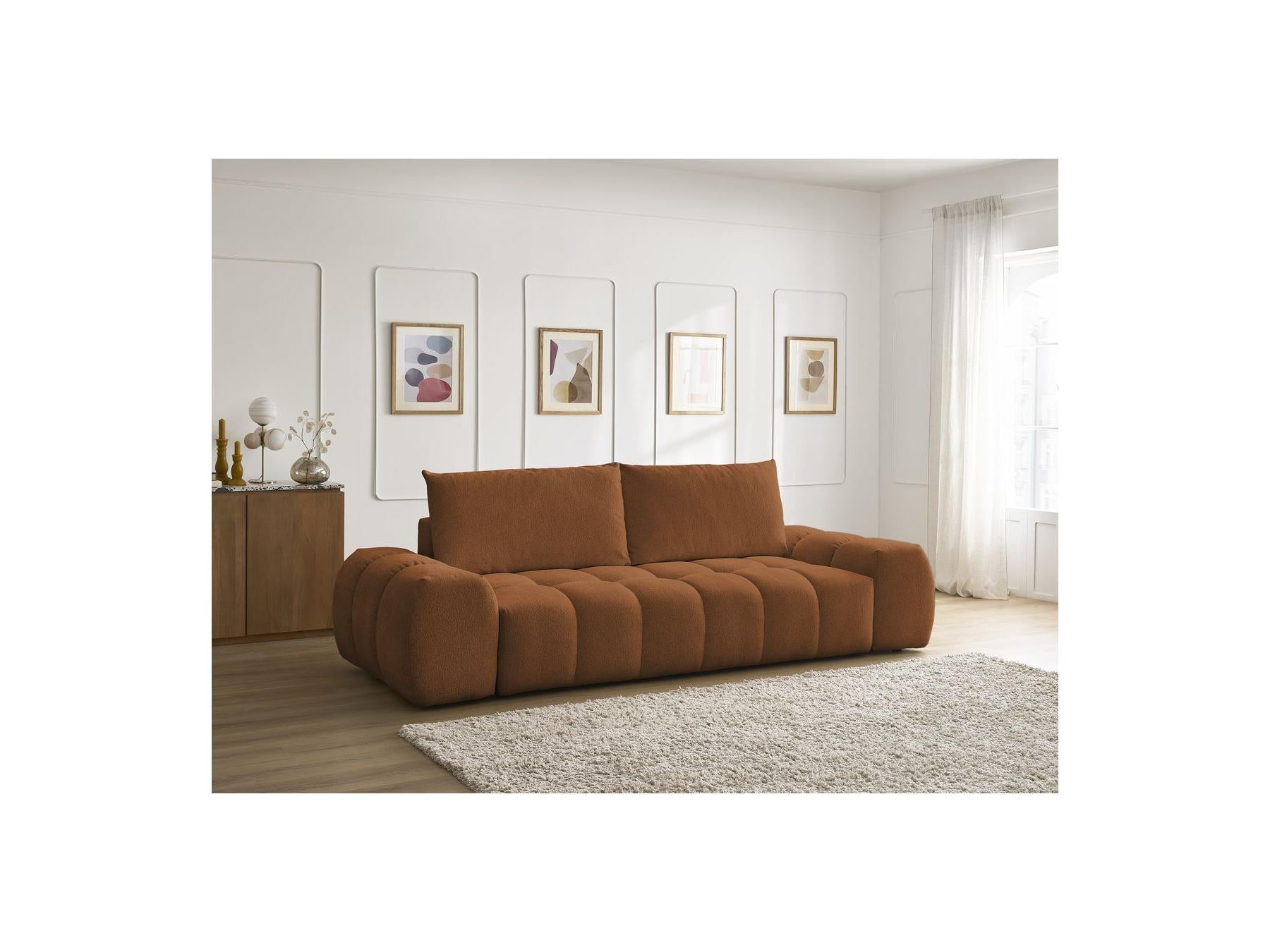 Everest - Canapé Droit Fixe 3 Places - Tissu Chiné - 2 Coussins