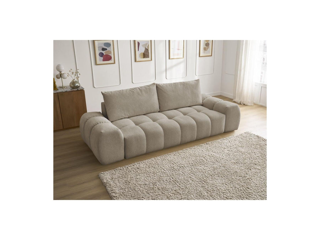 Everest - Canapé Droit Fixe 3 Places - Tissu Chiné - 2 Coussins
