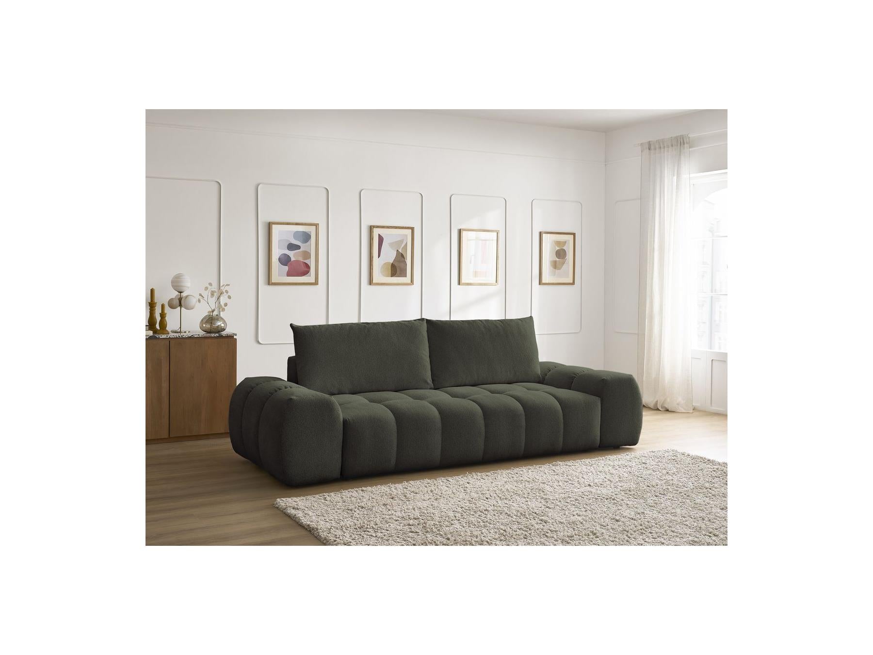 Everest - Canapé Droit Fixe 3 Places - Tissu Chiné - 2 Coussins