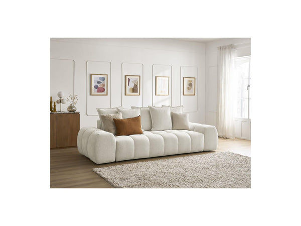 Everest - Canapé Droit Fixe 3 Places - Tissu Chiné - 5 Coussins